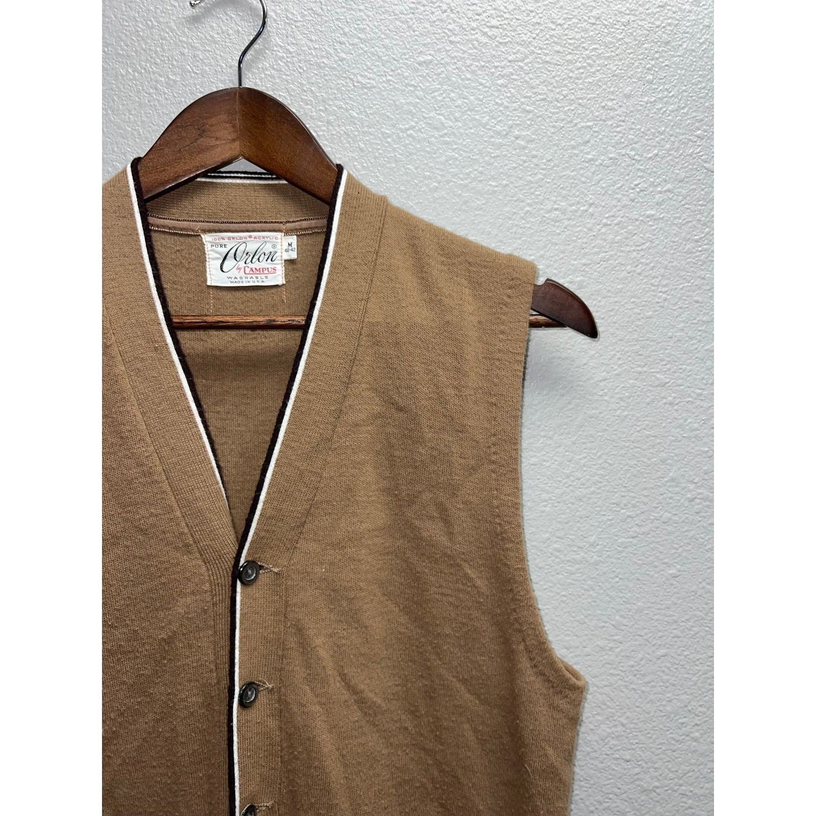 Vintage Vintage Pure Orlon By Campus Sweater Vest Brown VTG 70s 80s Size US M / EU 48-50 / 2 - 2 Thumbnail
