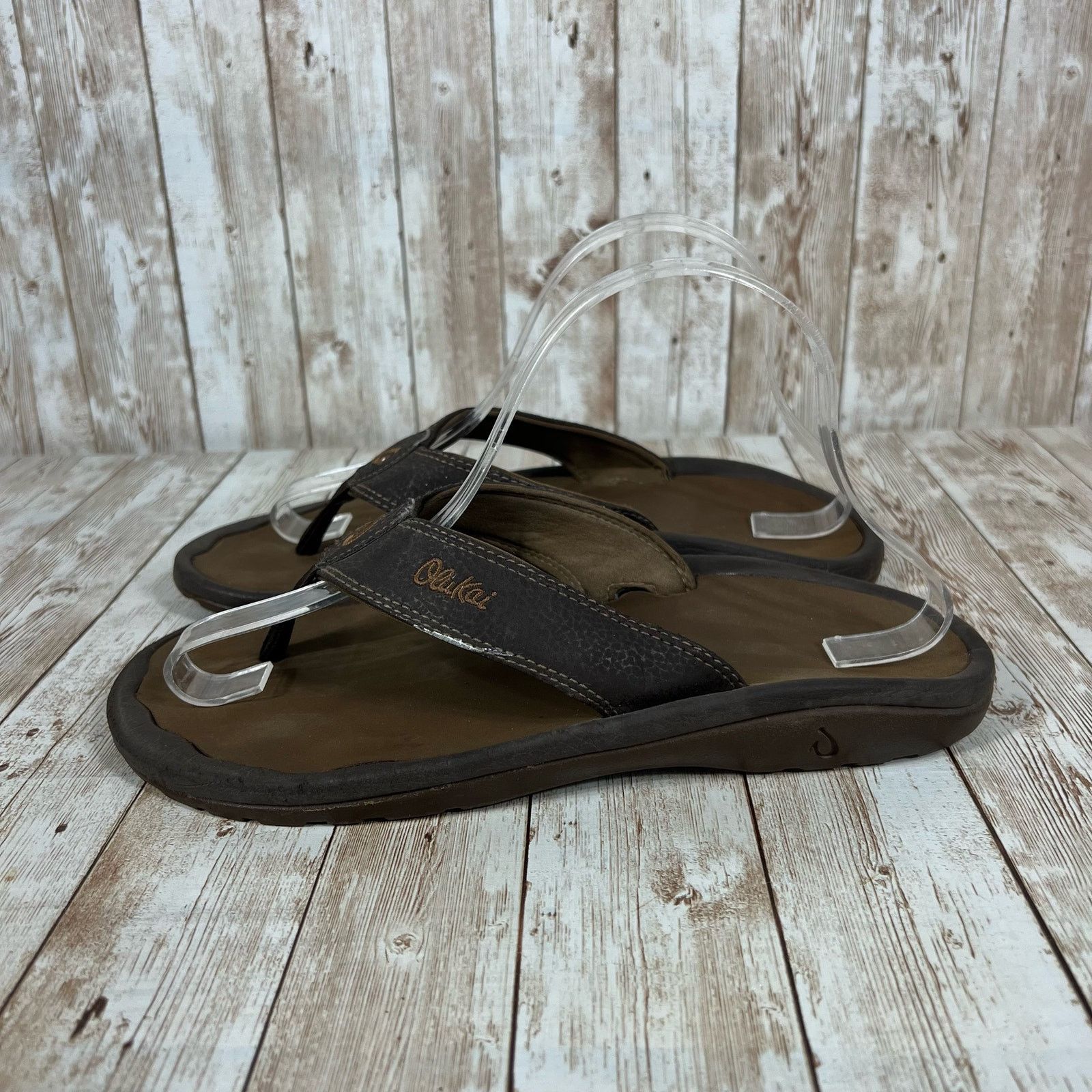 Olukai Olukai flip flops leather brown Mens 8 Size US 8 / EU 41 - 2 Thumbnail