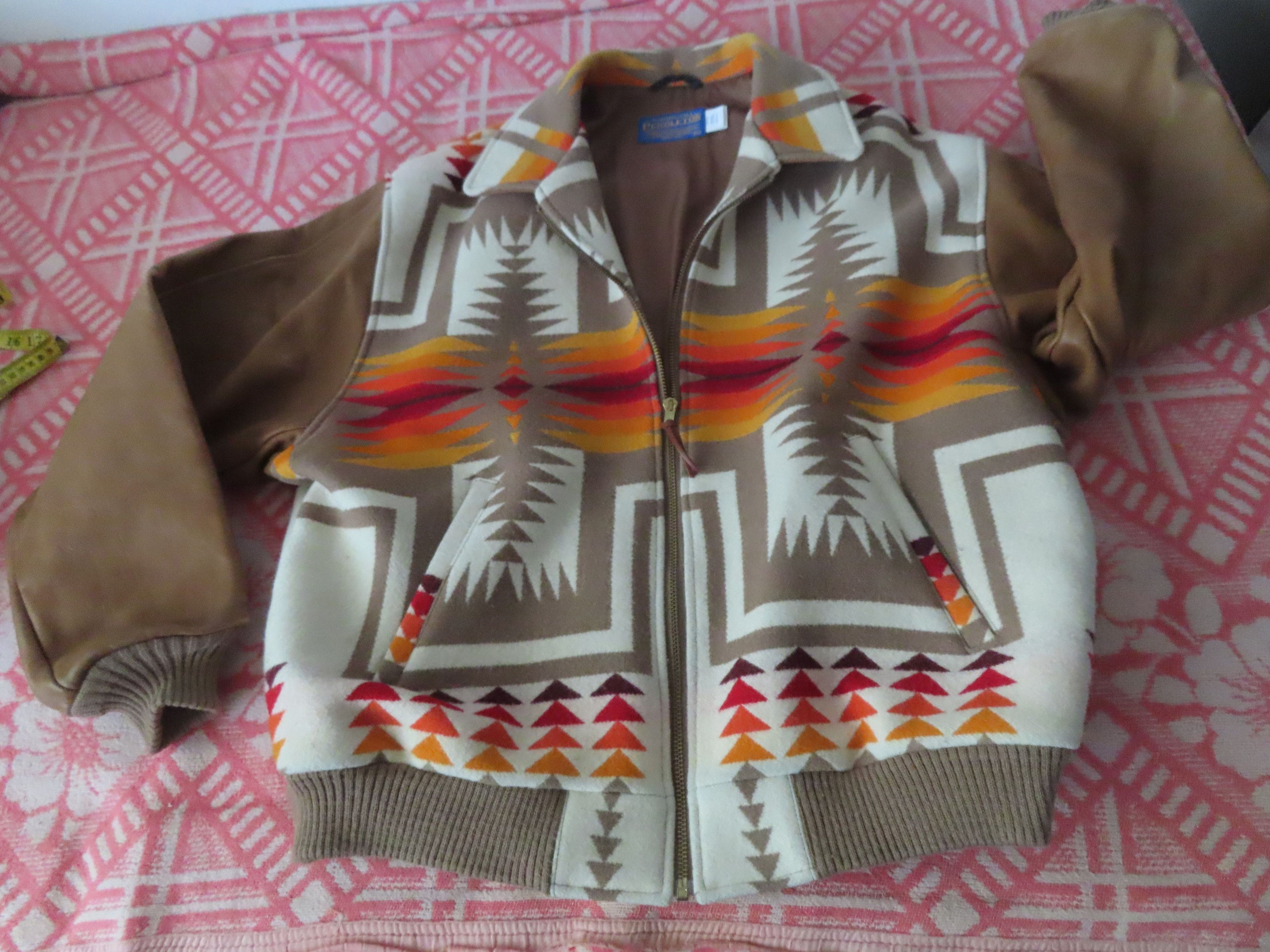Pendleton × Vintage VTG PENDLETON WOOL WITH LEATHER SLEEVES FULL ZIP JACKET Size US XL / EU 56 / 4 - 1 Thumbnail