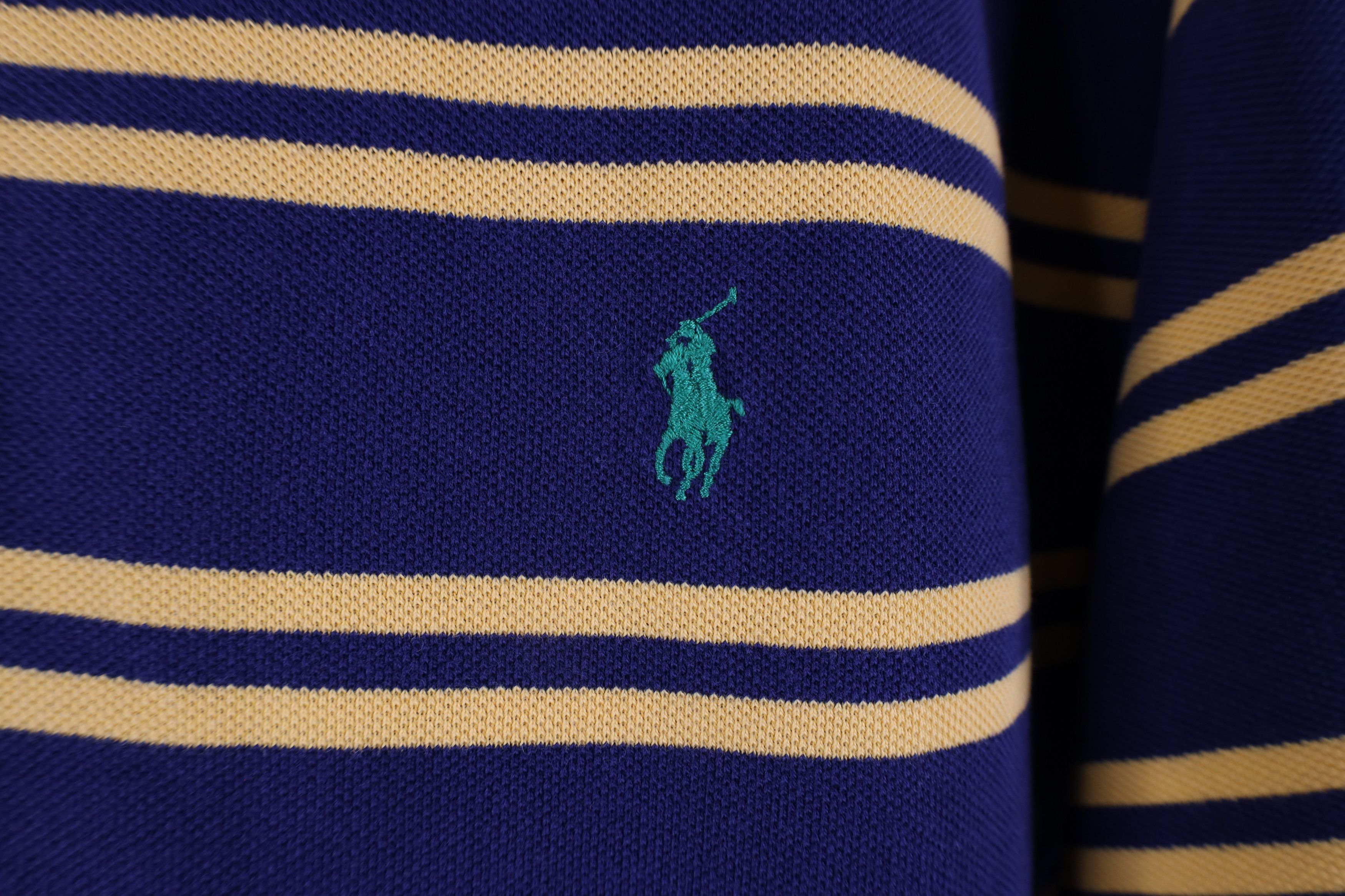Polo Ralph Lauren Vintage 90s Ralph Lauren Block Collared Polo Shirt Blue Size US XL / EU 56 / 4 - 4 Thumbnail
