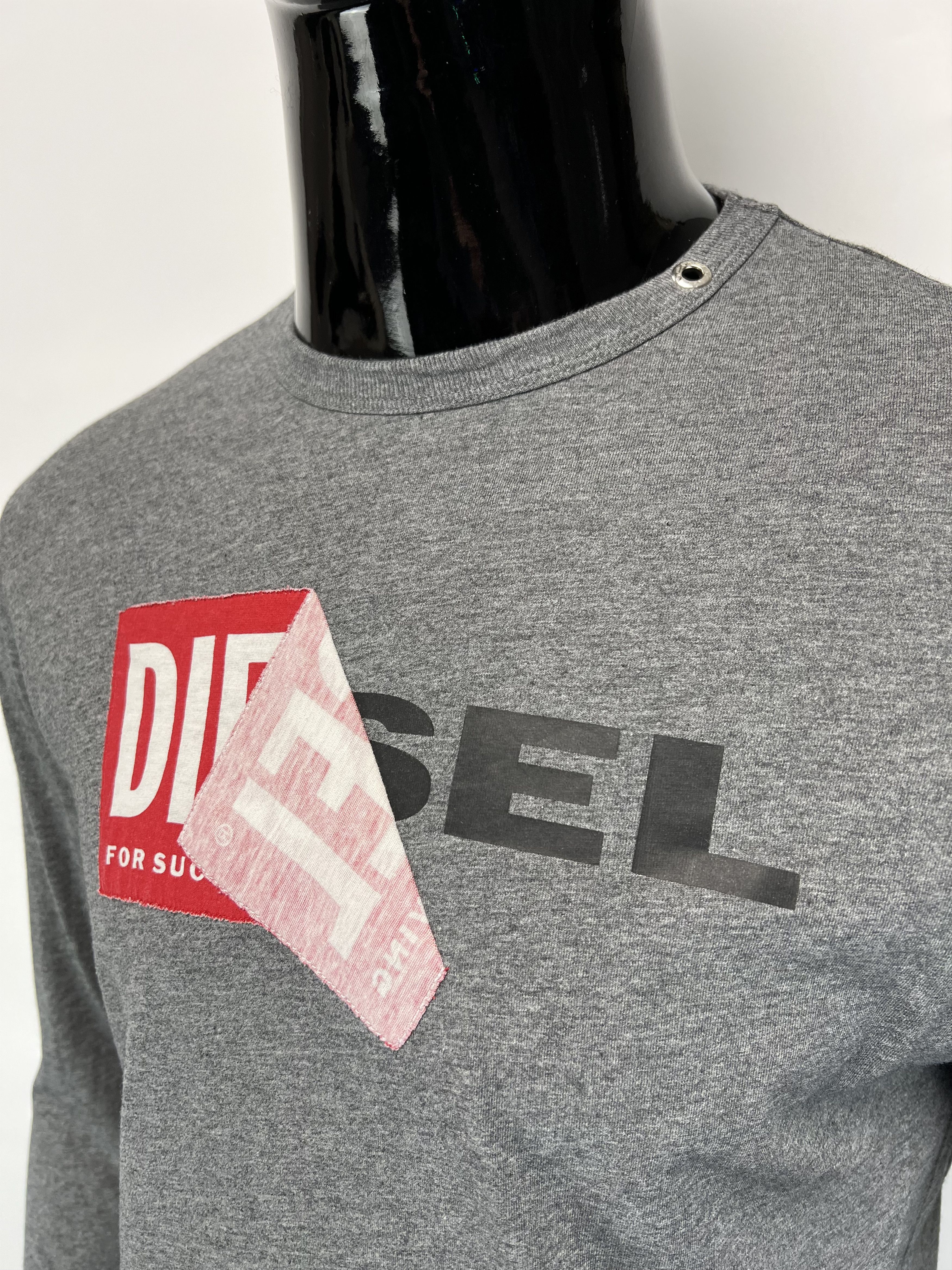 Diesel Diesel Men's Gray Long Sleeve T Shirt Big Logo Size S Size US S / EU 44-46 / 1 - 4 Thumbnail