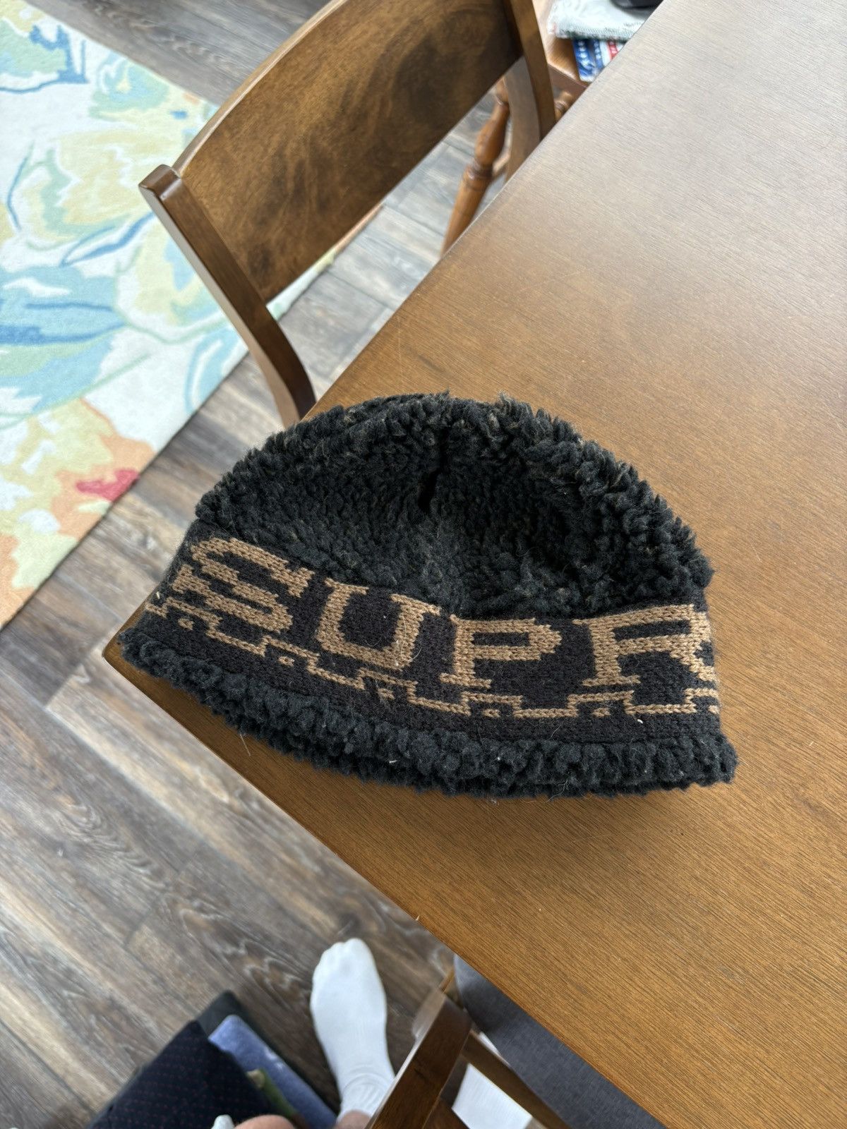Supreme Supreme Sherpa Logo Beanie FW23 Black | Grailed