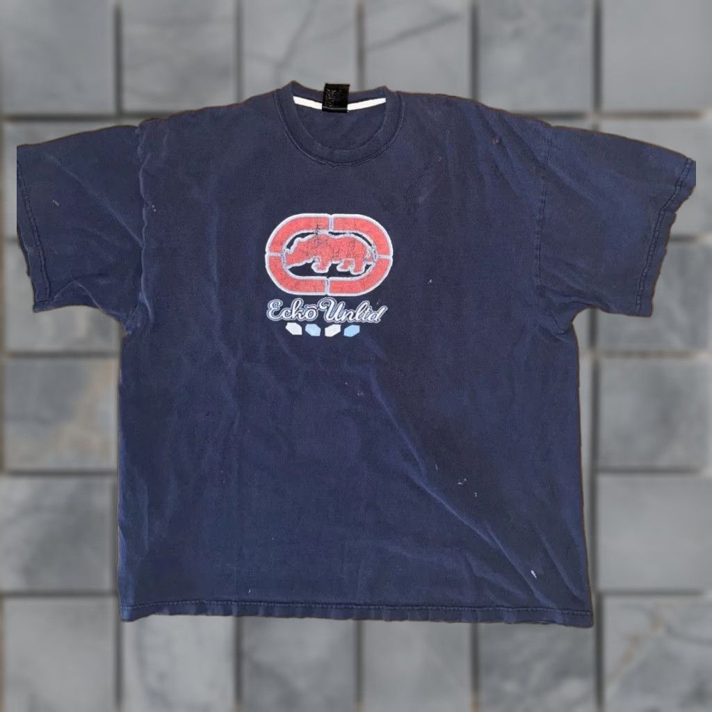 Ecko Unltd. VINTAGE Ecko Unltd. T-Shirt 2XL Navy Blue Distressed Men Shirt 90s Hip Hop Women Mens Size US XXL / EU 58 / 5 - 1 Thumbnail