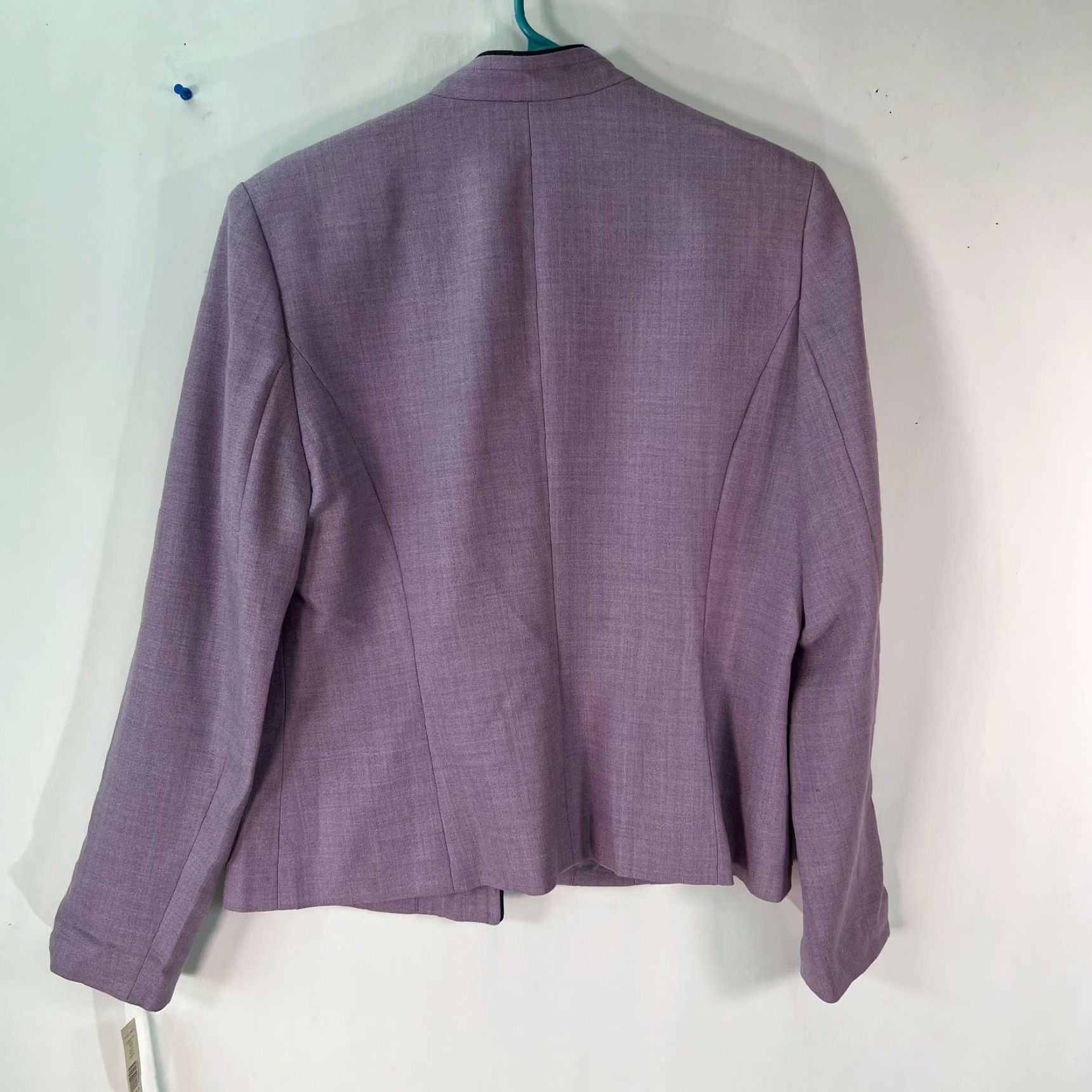Vintage Amanda Smith Womens Blazer 8 Purple Wool Open Front Long Sleeve Solid 100% Wool 23 In Chest 40 In Classic Casual Formal Womens Size M / US 6-8 / IT 42-44 - 2 Thumbnail