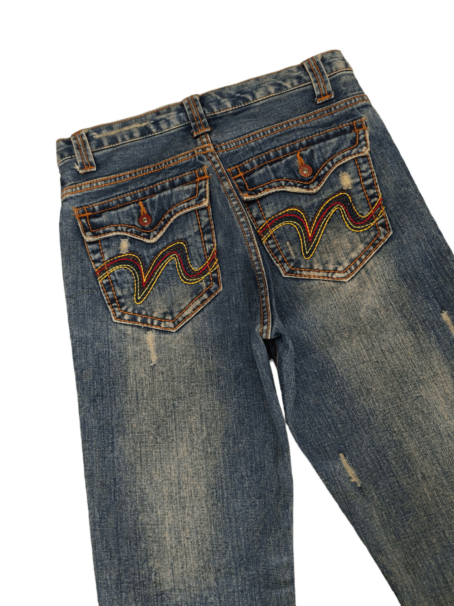 If Six Was Nine Flare Jeans Nylaus Distress Embroidered Denim Bootcut Mudmax Size US 30 / EU 46 - 15 Thumbnail