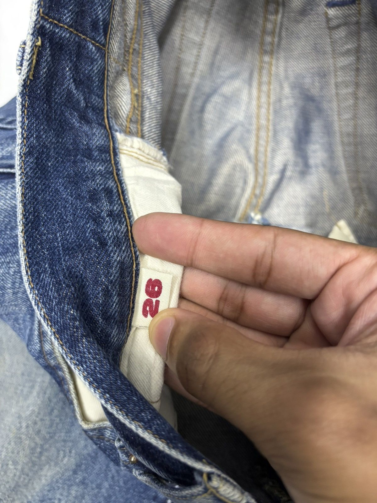 Okura 🔥OKURA SELVEDGE DISTRESSED DENIM JEANS HOLLYWOOD RANCHMARKET Size US 26 / EU 42 - 13 Thumbnail