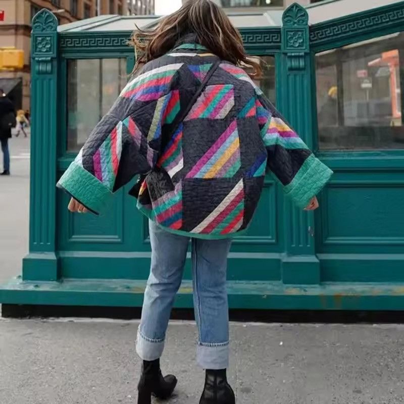 Japanese Brand Geometric Print Spliced Oversize Cardigan Jacket Size L / US 10 / IT 46 - 3 Thumbnail