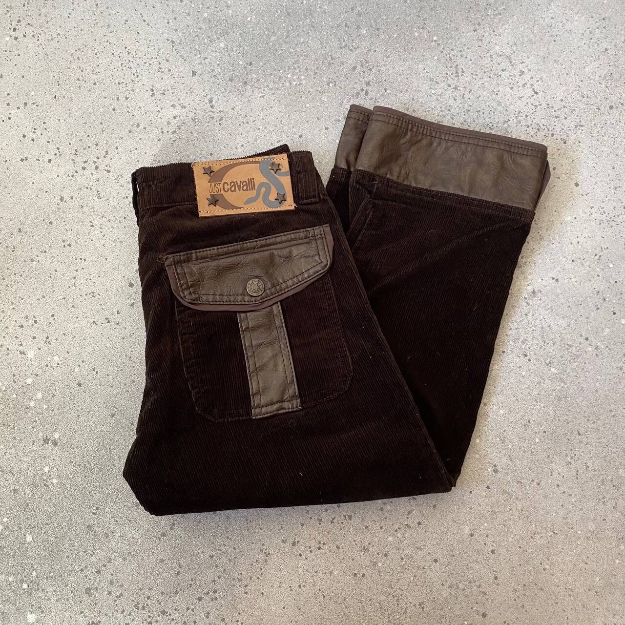 Just Cavalli Just Cavalli Vintage Leather/Corduroy Cropped Pants Y2K Size 26" / US 2 / IT 38 - 3 Thumbnail