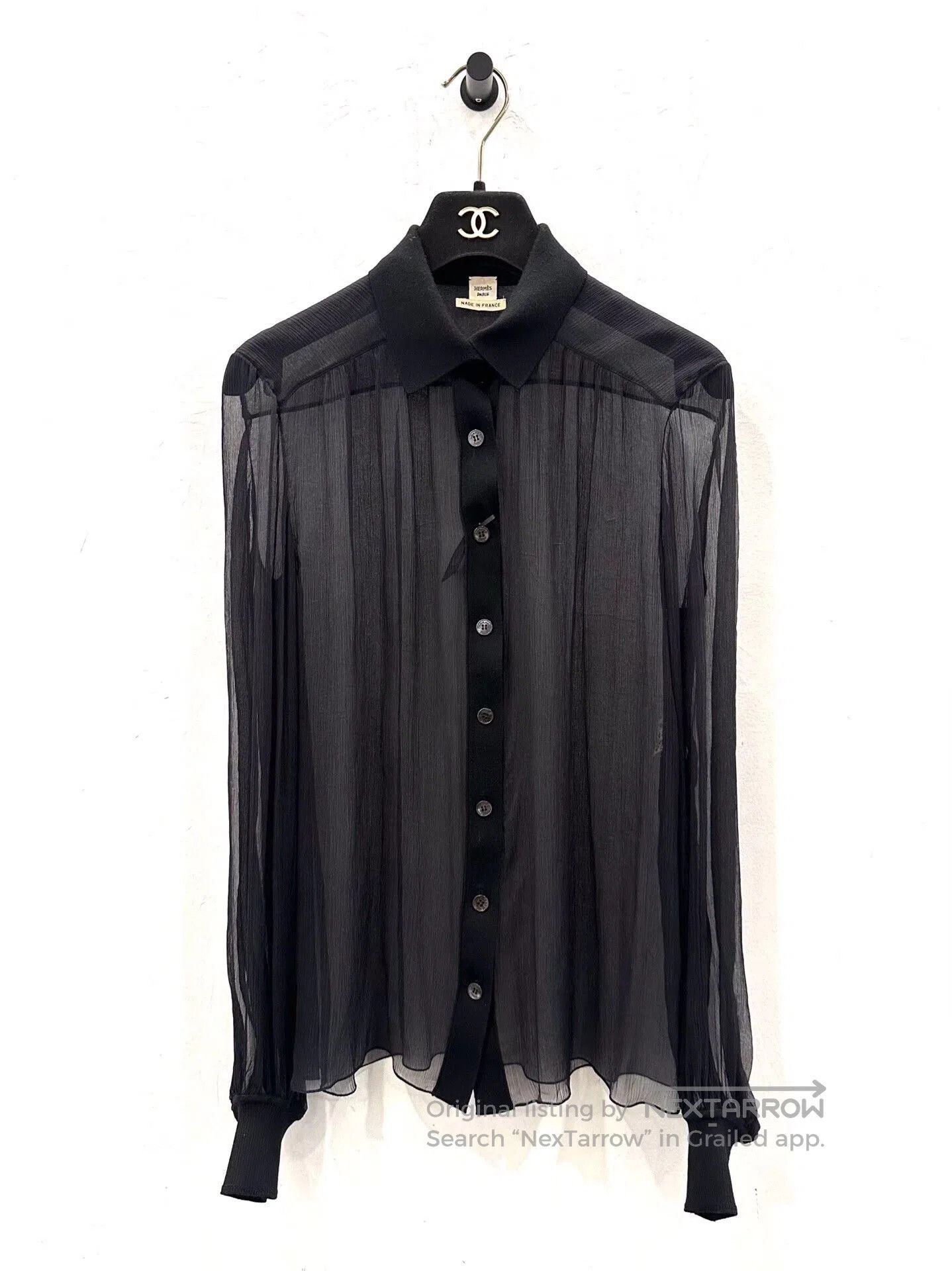 Hermes Hermes Women's Black Silk Shirt Coat. Size XS / US 0-2 / IT 36-38 - 1 Thumbnail