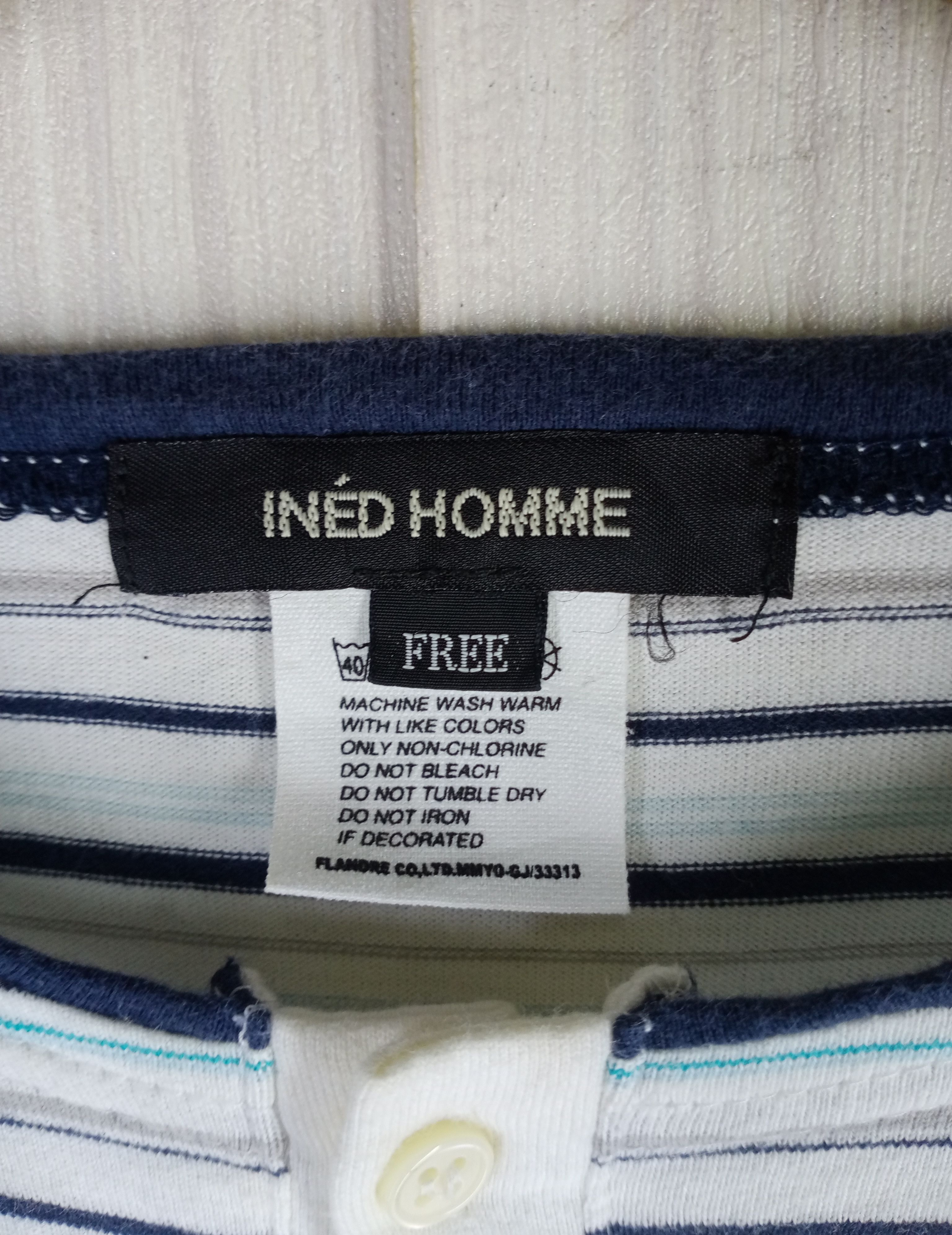 Vintage × Yohji Yamamoto Vintage Ined Homme Issey Miyake Striped Tshirt Size US M / EU 48-50 / 2 - 6 Thumbnail