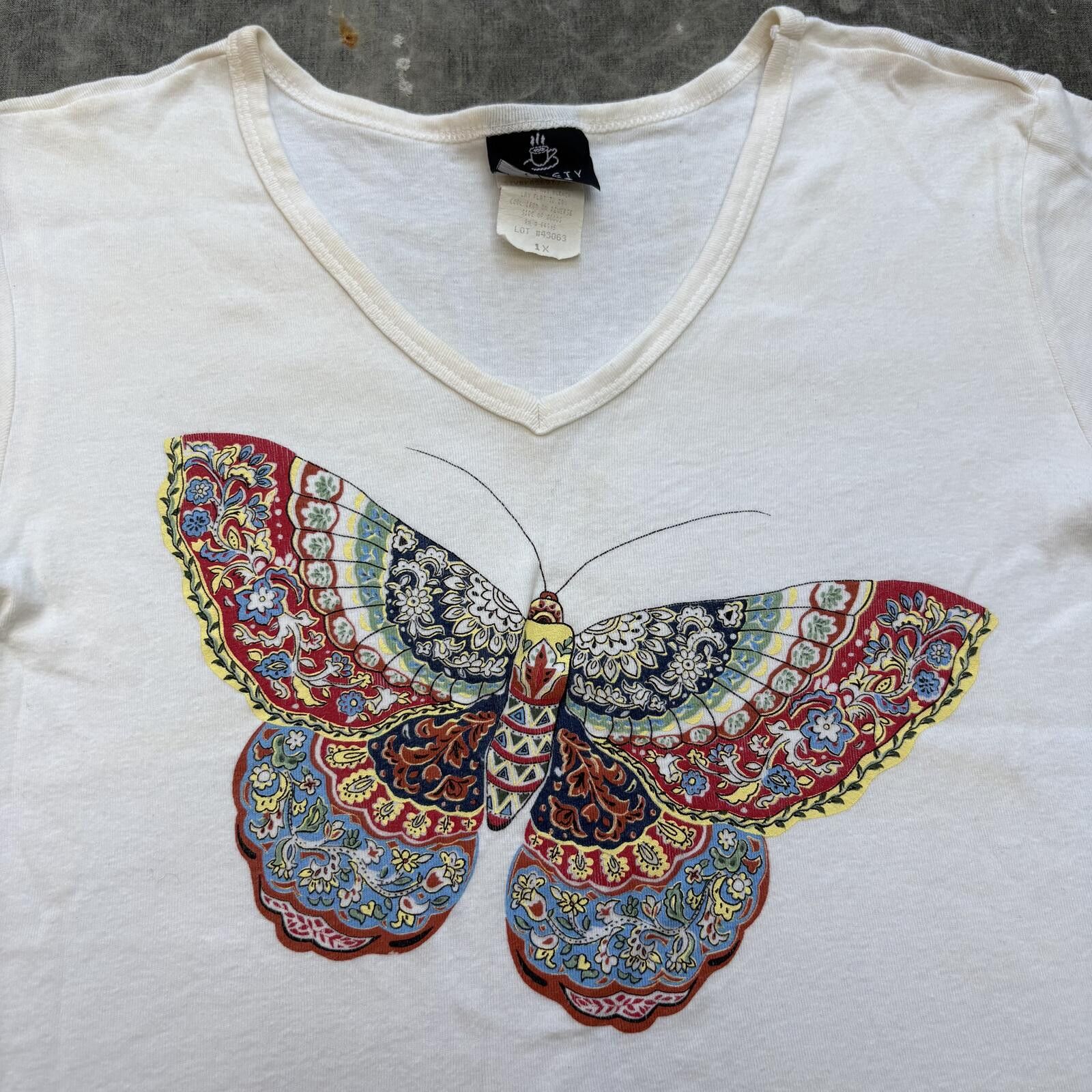 Vintage Vintage 90s Floral Butterfly Cute Cottage Indie Fairy Shirt Size XL / US 12-14 / IT 48-50 - 2 Thumbnail