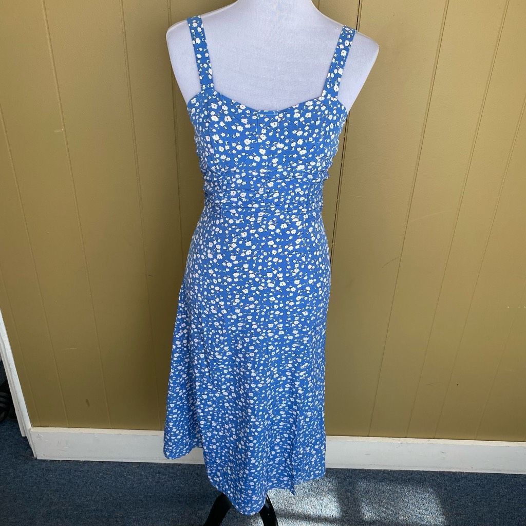 Other Women XS floral print tank top strap fit and flare dress blu Size XS / US 0-2 / IT 36-38 - 1 Thumbnail