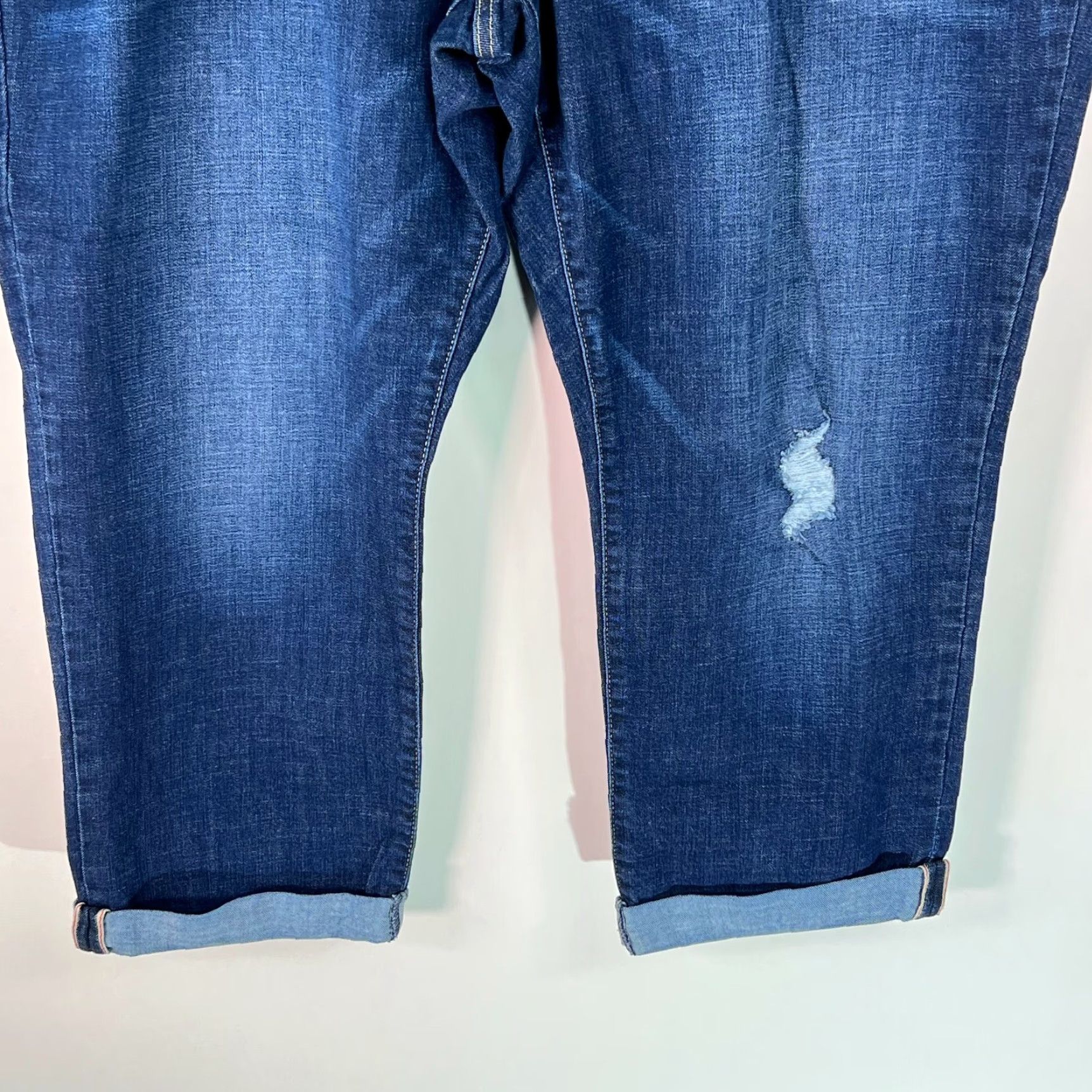 Lee Lee Womens Modern Series Distressed Cropped Blue Denim Jeans 24W Medium Size 42" / US 20 - 5 Thumbnail