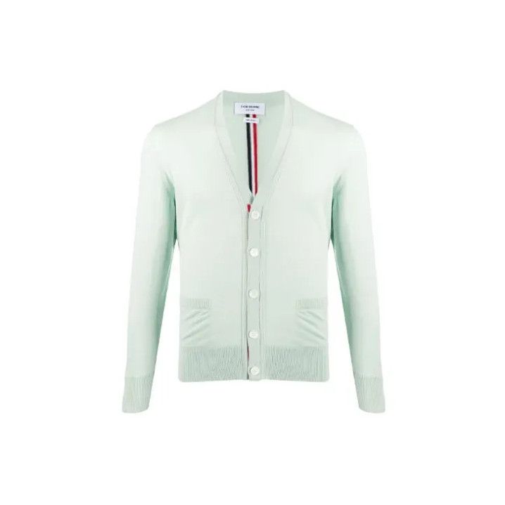 Thom Browne Thom Browne Green V-Neck Wool Cardigan Sweater Size US M / EU 48-50 / 2 - 1 Thumbnail