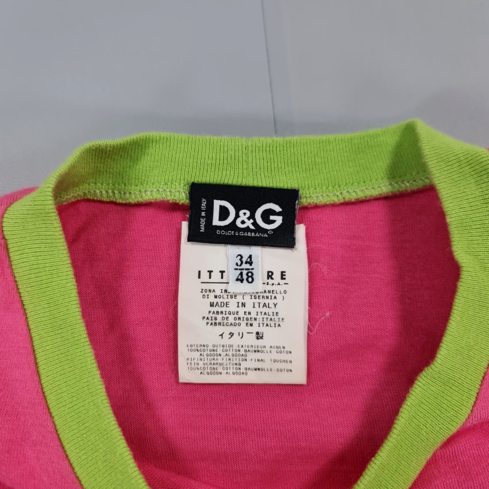 Dolce & Gabbana Dolce&Gabbana Womens T Shirt Pink 34/48 Medium Ringer Cotton Tee Short Sleeves Crew Neck Pullover Casual Designer All Seasons Size XXS / US 00 / IT 34 - 3 Thumbnail
