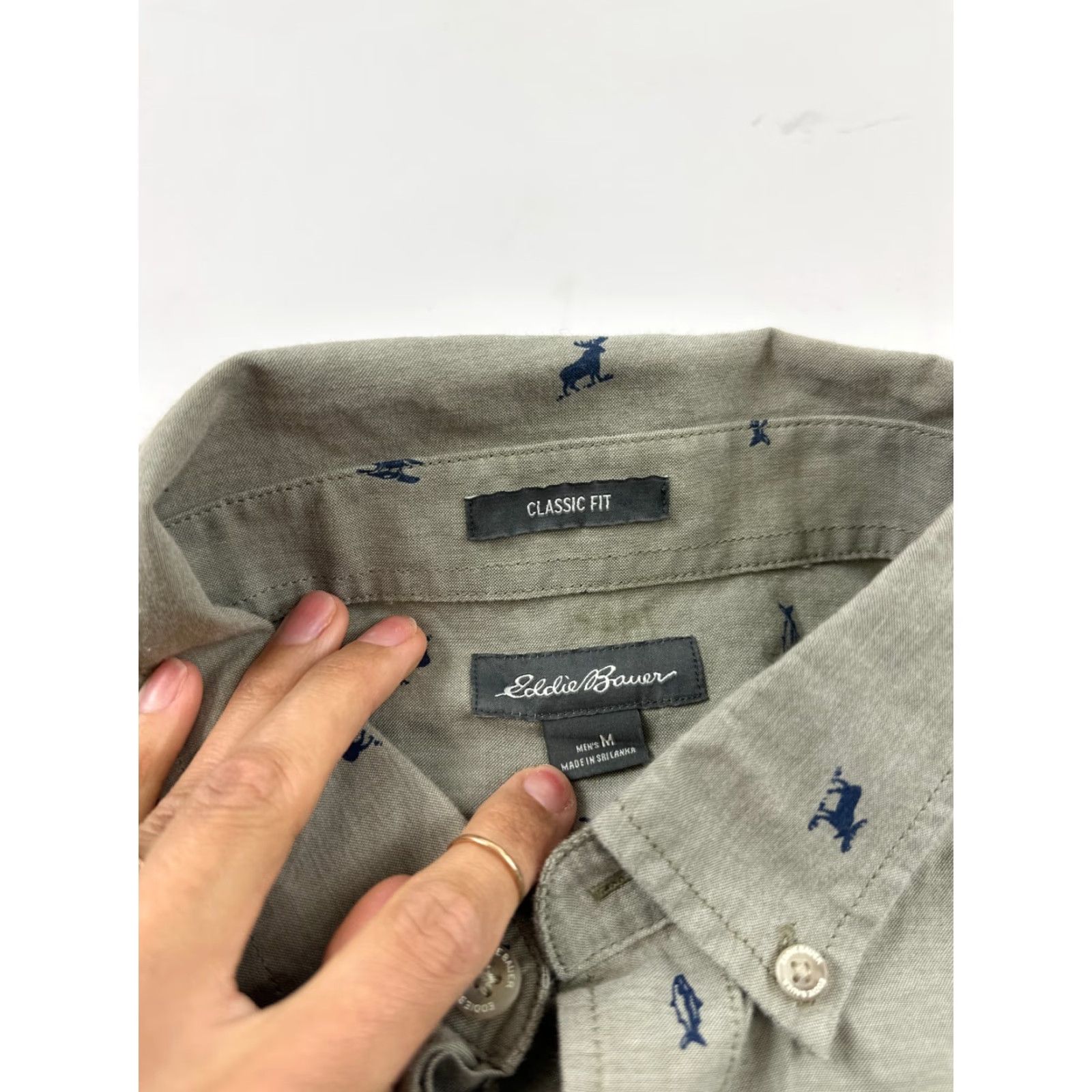 Eddie Bauer Eddie Bauer Shirt Mens Medium Gray Pattern Cotton Classic Fit Collar Button Down Size US M / EU 48-50 / 2 - 3 Thumbnail