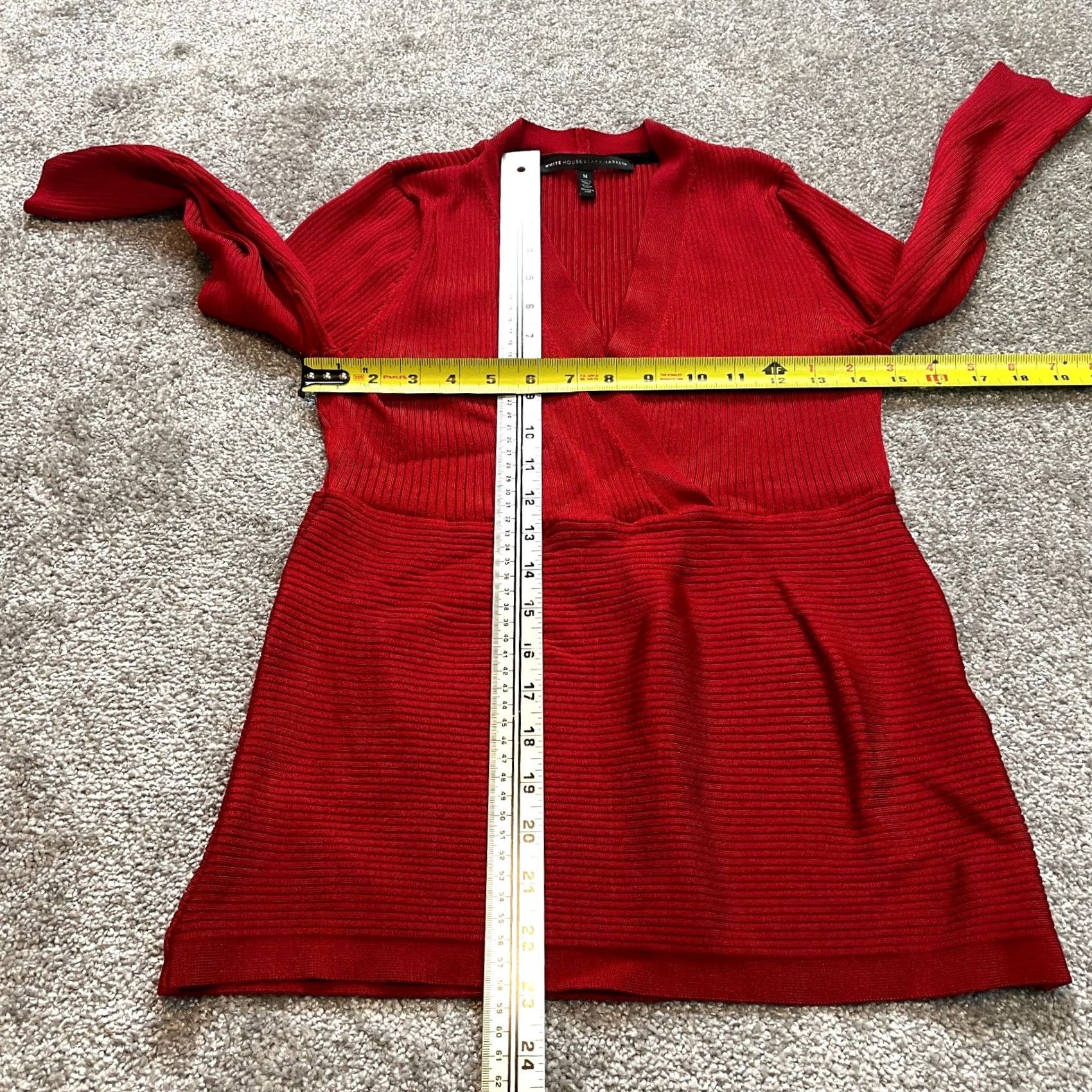 White House Black Market White House Black Market Shirt Womens M Red Ribbed Kimono Long Sleeve Top Size M / US 6-8 / IT 42-44 - 6 Thumbnail