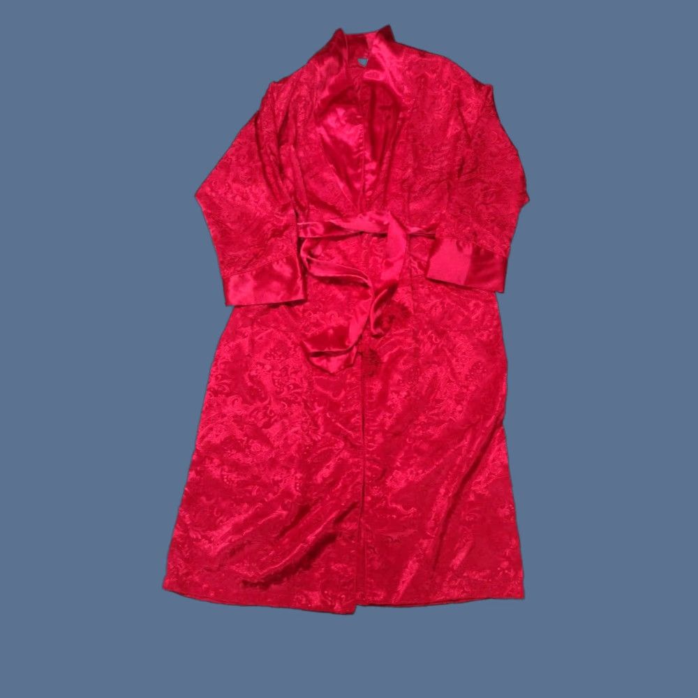Victoria's Secret VINTAGE Victoria's Secret Robe Kimono P/S Red Satin Polka Dot Belted 3/4 Sleeve Women Size ONE SIZE - 1 Thumbnail