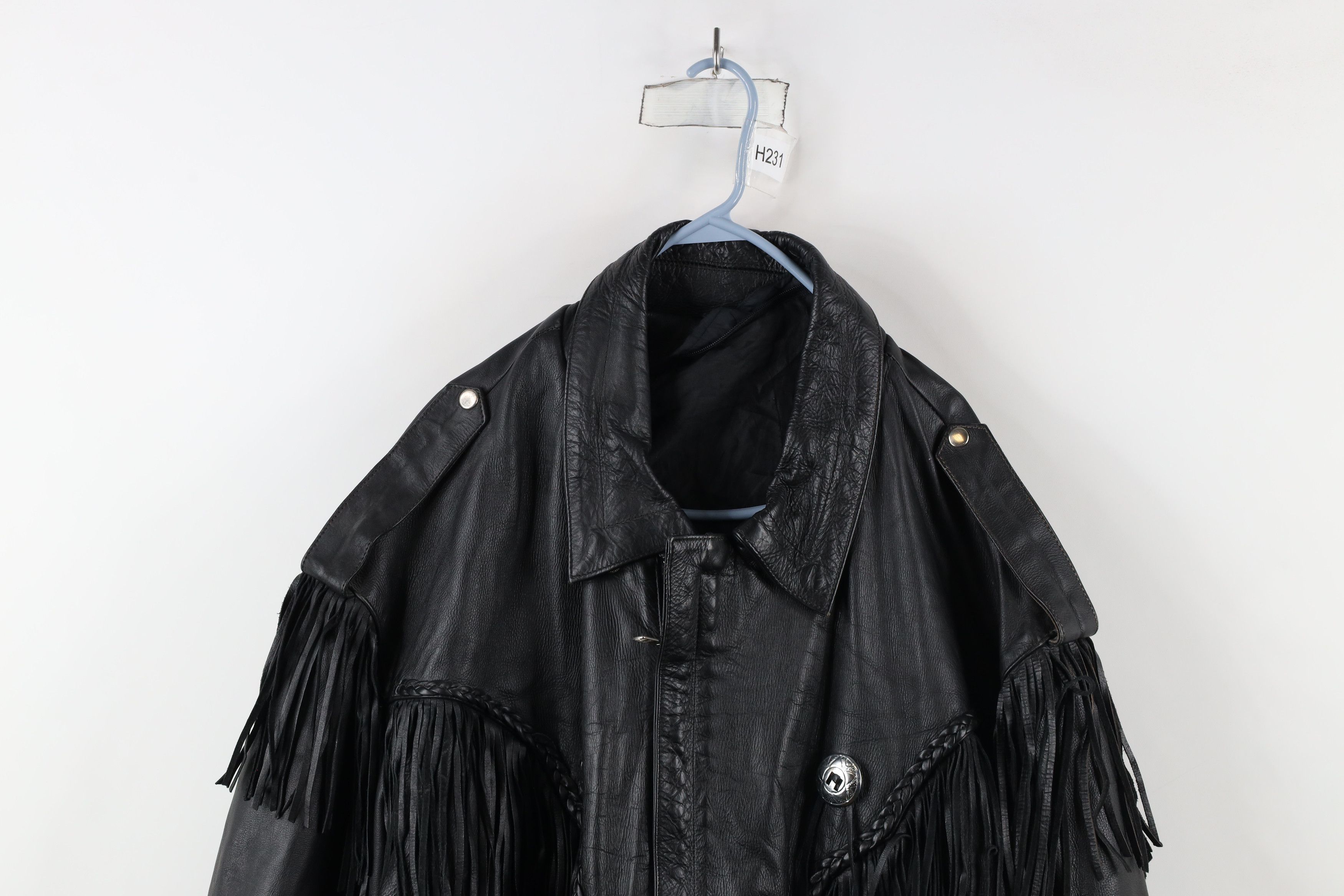Vintage Vintage 90s Streetwear Leather Fringed Motorcycle Jacket Size US XXL / EU 58 / 5 - 2 Thumbnail
