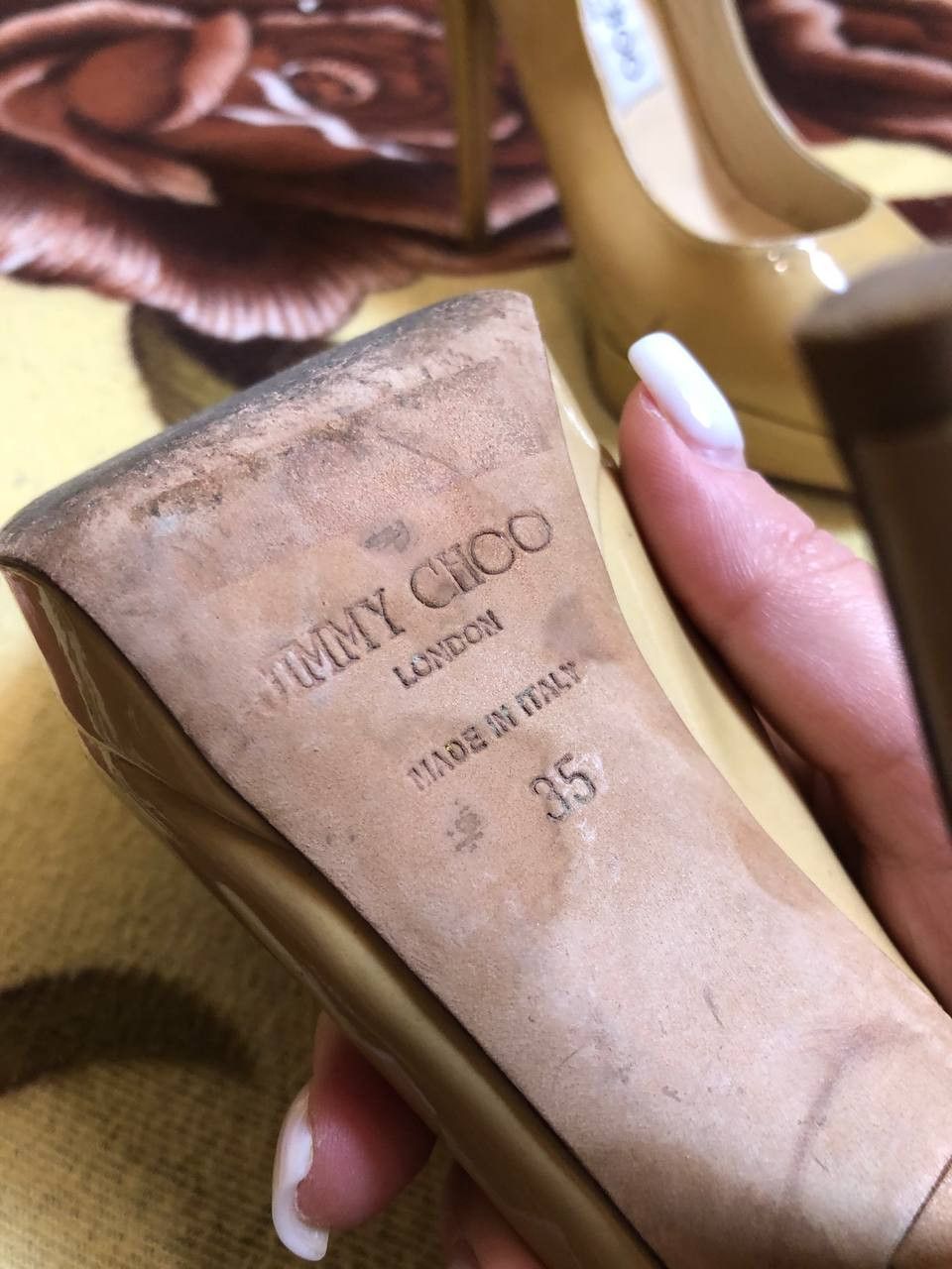 Jimmy Choo Jimmy Choo Womens Patent Leather Peep Toe Heel Pumps Size US 5 / IT 35 - 2 Thumbnail