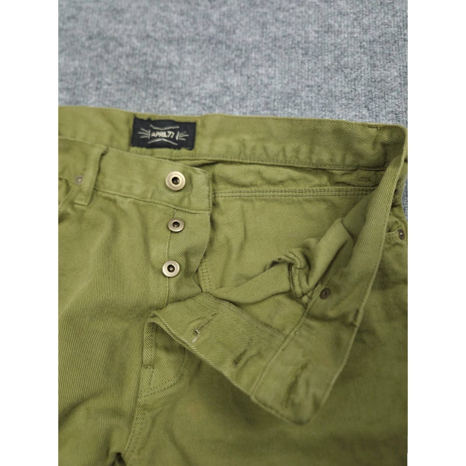 Vintage APRIL 77 Jeans Men's 32 x 32 Green DICTATOR Button Fly Cotton Denim Straight Slim Jeans Size US 32 / EU 48 - 6 Thumbnail