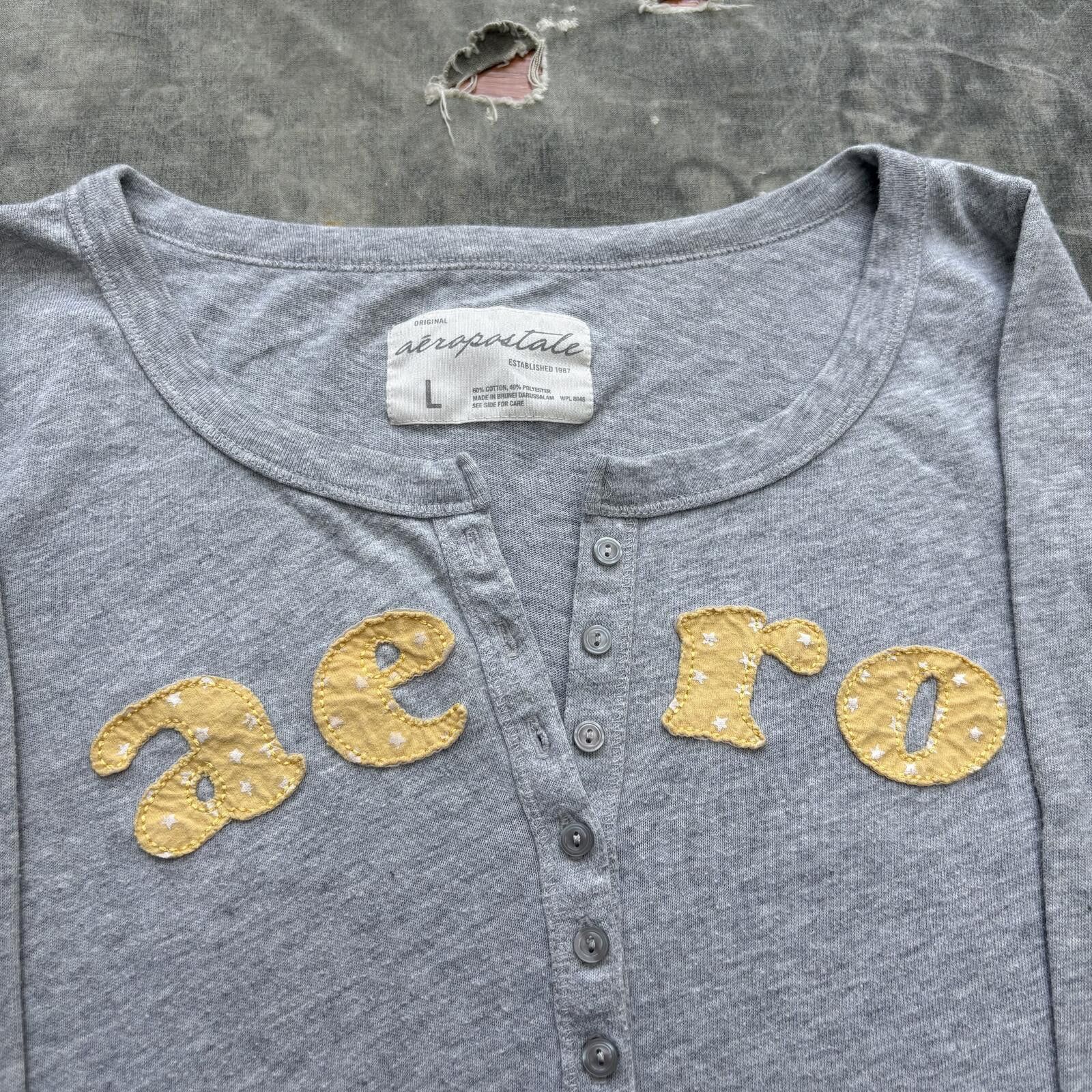 Aeropostale Vintage Y2K Aeropostale Stars Cottage Indie Henley Shirt Size L / US 10 / IT 46 - 2 Thumbnail