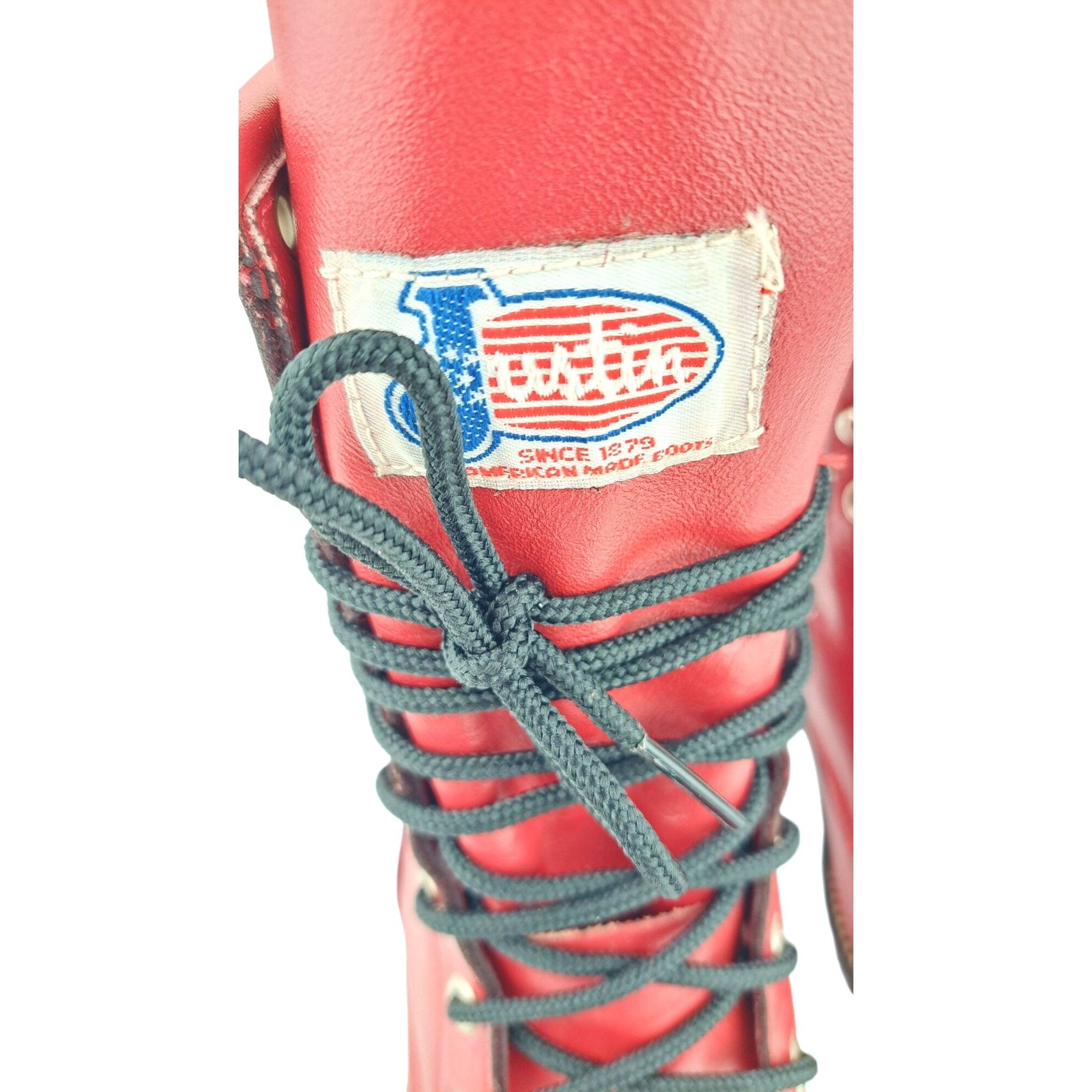 Justin Justin Women Red Leather Lace Up Roper Boots Size 5C Kiltie Size US 5 / IT 35 - 10 Thumbnail
