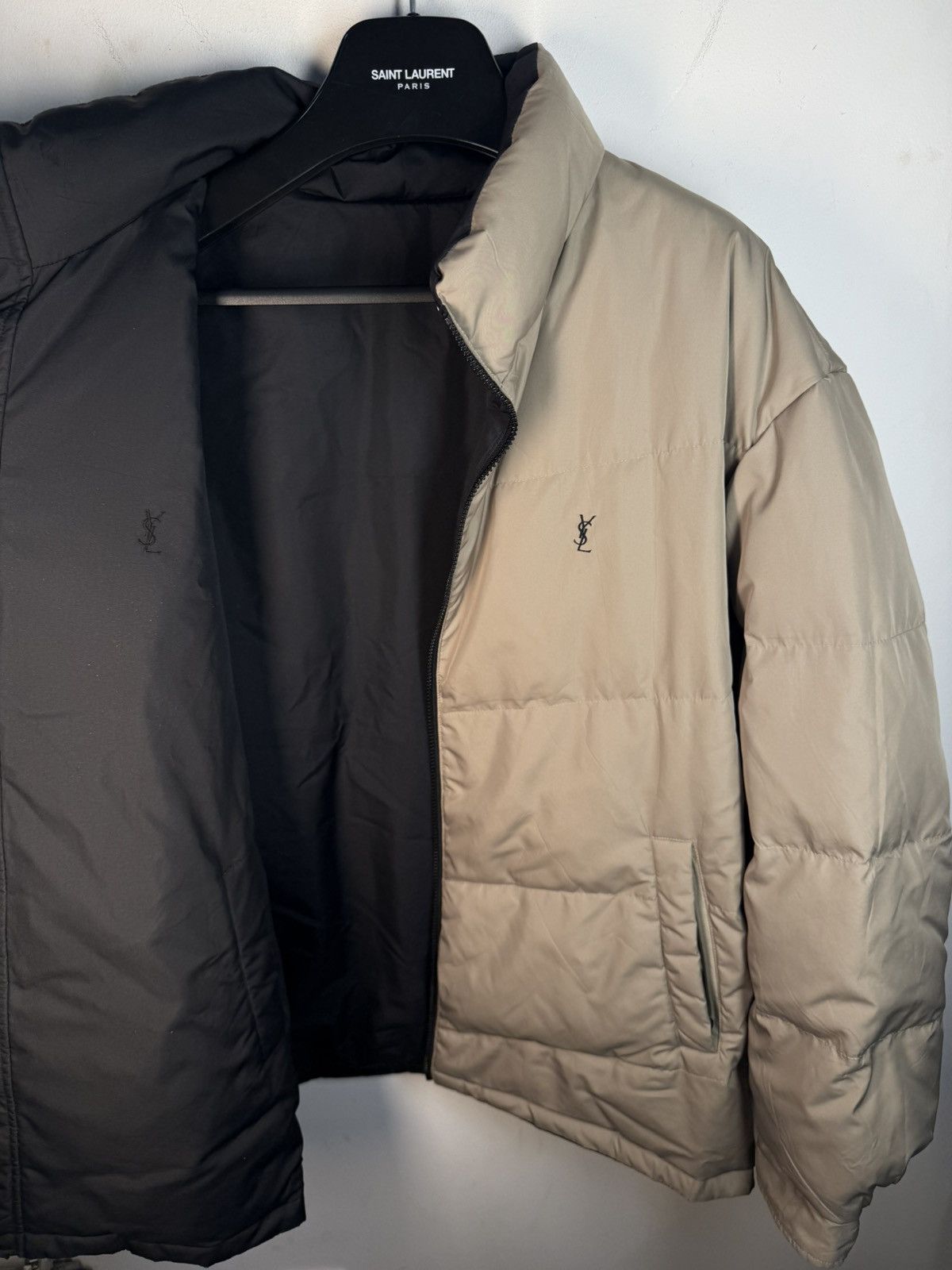 Yves Saint Laurent 2Side Puffer YSL Down Jacket Winter Beige/Black Bomber Zip Size US M / EU 48-50 / 2 - 3 Thumbnail