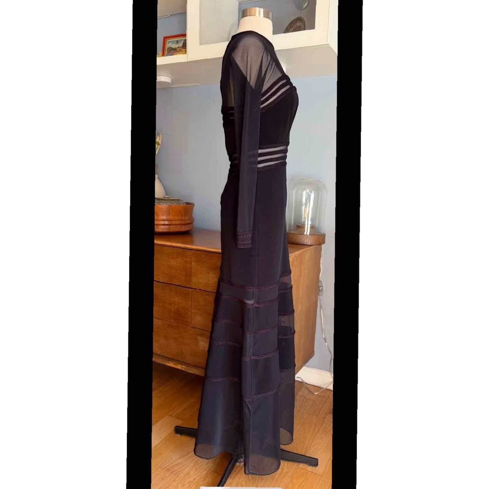 Vintage VINTAGE Cache Formal Gown Maxi Dress Bodycon Black S 1990s 2000s 90s Clubwear Wedding Paris Gothic Rock Size S / US 4 / IT 40 - 4 Thumbnail