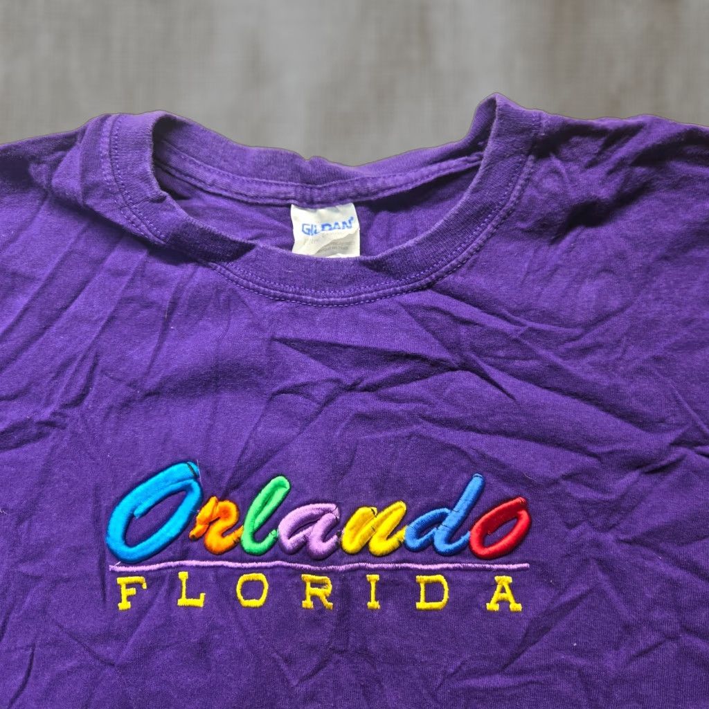 Disney VINTAGE Disney Shirt Adult XL Florida Purple Embroidered 80s 90s Art Theme Mens Size US XL / EU 56 / 4 - 1 Thumbnail