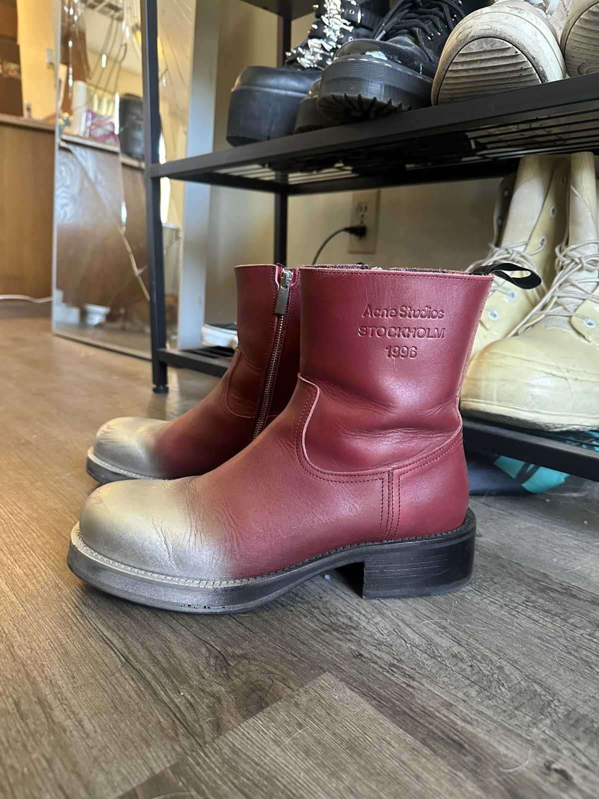 Acne Studios Acne studios leather ankle boot burgundy Size US 9.5 / EU 42-43 - 1 Thumbnail
