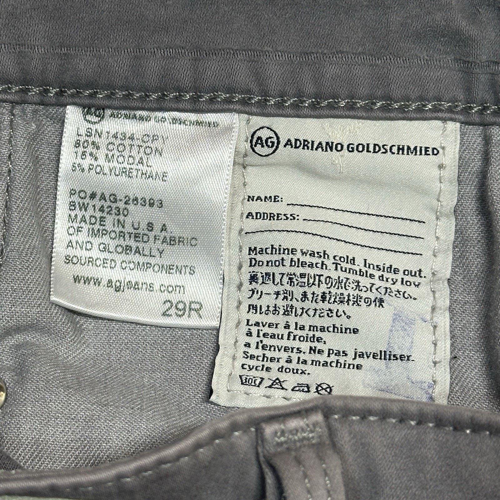 AG Adriano Goldschmied AG Adriano Goldschmied Slim Straight Jeans 29R 30x28 Prima Size 29" - 14 Thumbnail