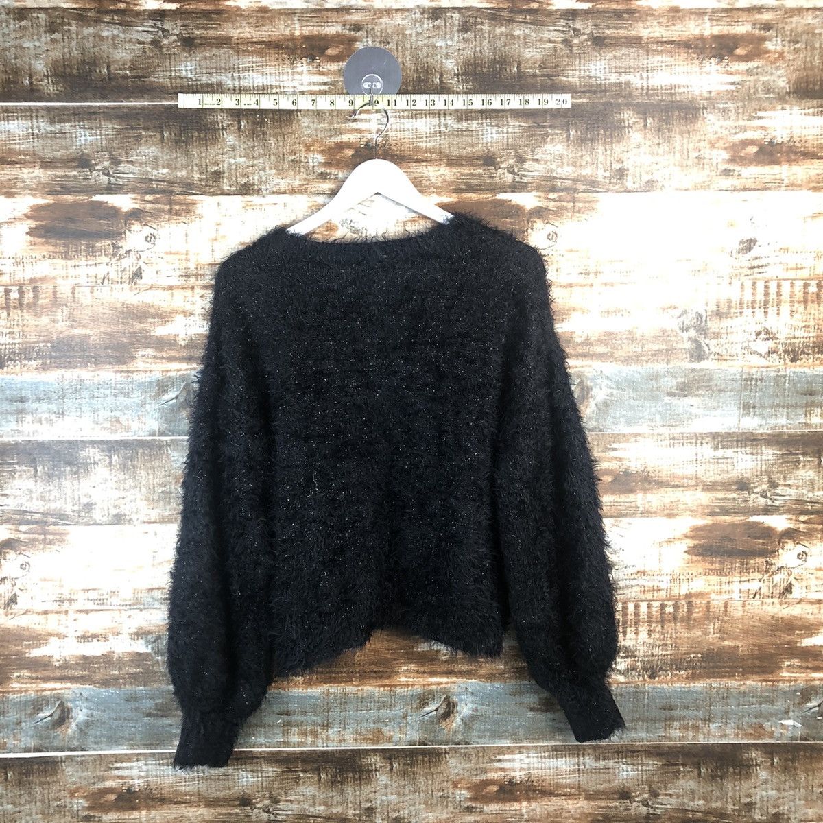 GU DL GU Black shaggy fur Mohair Knitwear #C321 Size M / US 6-8 / IT 42-44 - 12 Thumbnail