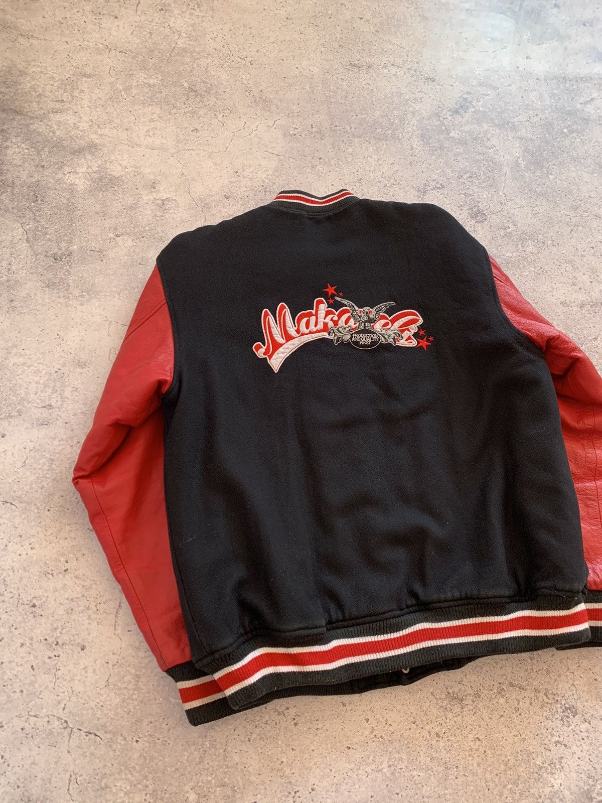 Makaveli VTG 90’s Makavelli 2Pac Wool/Leather Bomber Jacket XL size Size US XL / EU 56 / 4 - 18 Thumbnail