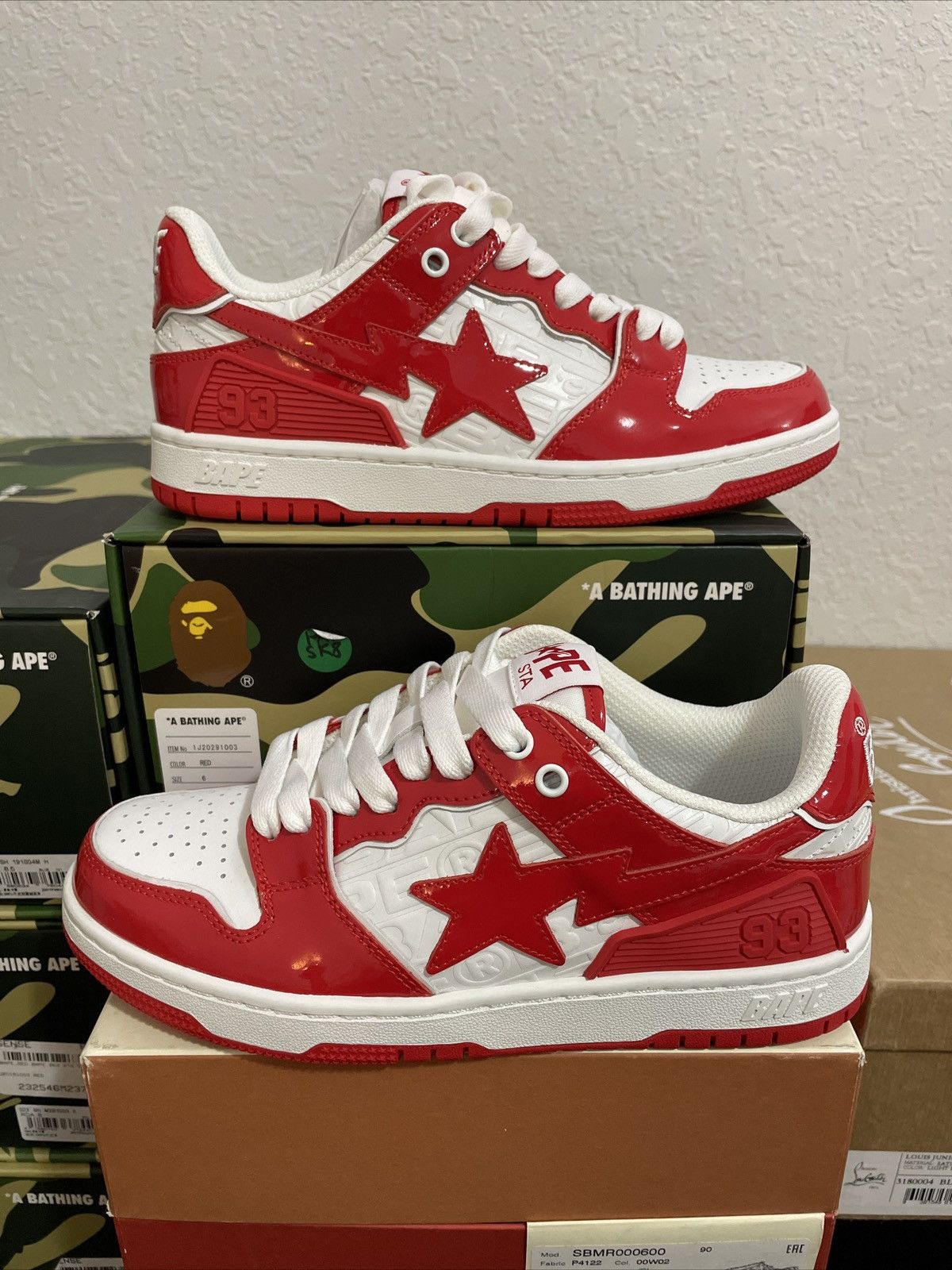 image of Bape Sk8 Sta 5 Shoes in Red, Men's (Size 6)