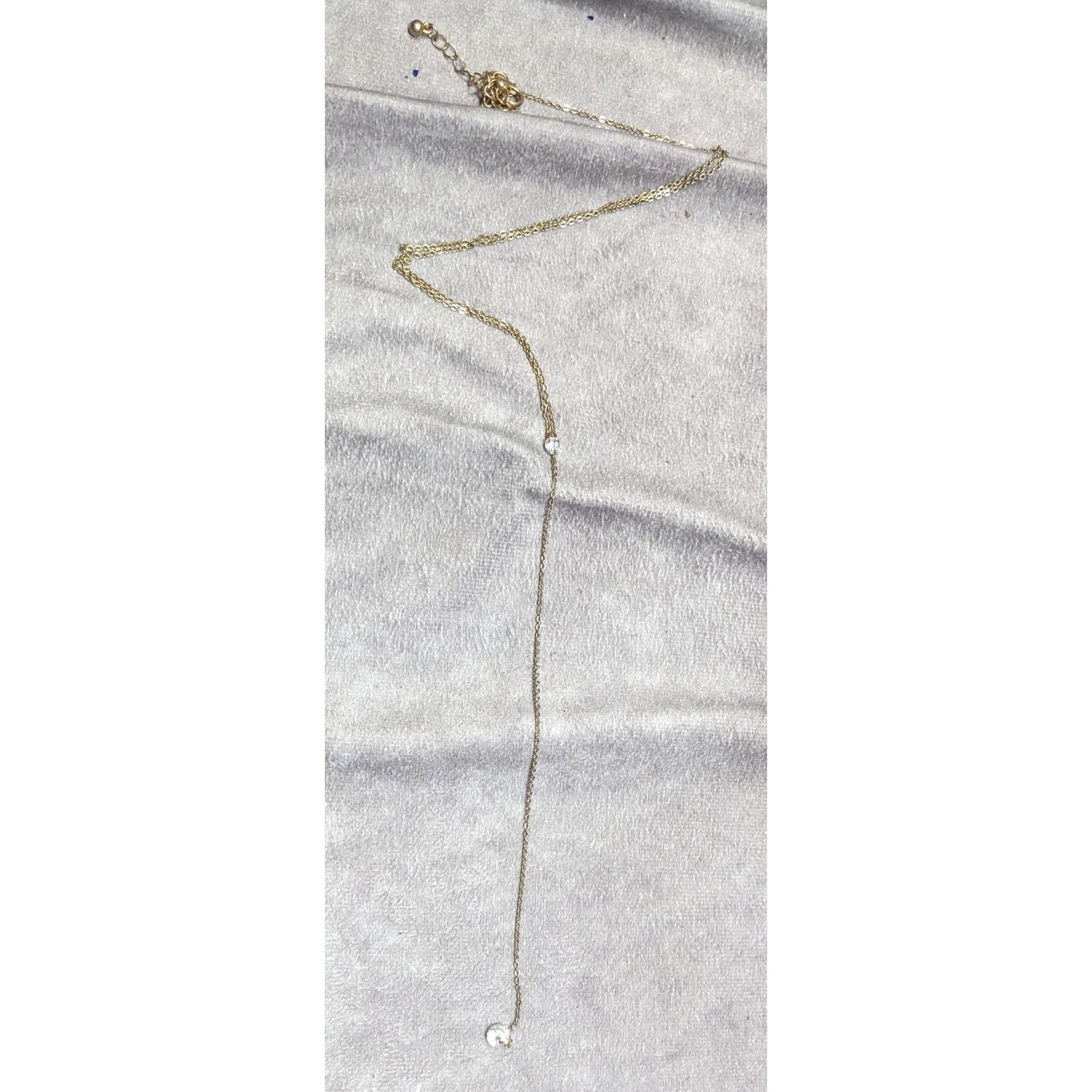 Other Gold-Tone Y-Shaped Necklace With Clear Crystal Accents Adjus Size ONE SIZE - 6 Thumbnail