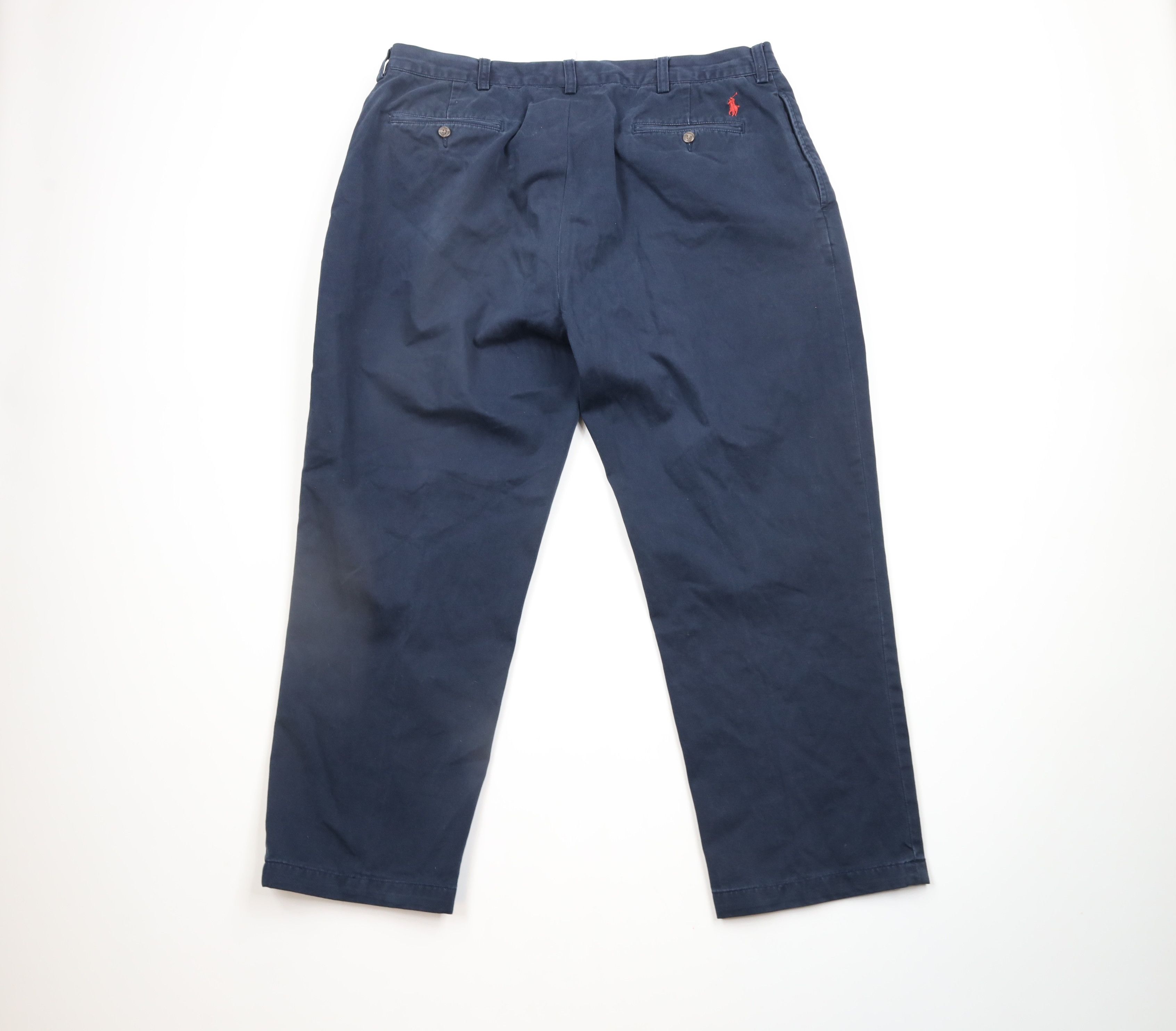 Ralph Lauren × Vintage Vintage 90s Ralph Lauren Wide Leg Chino Pants Navy Blue Size US 38 / EU 54 - 10 Thumbnail