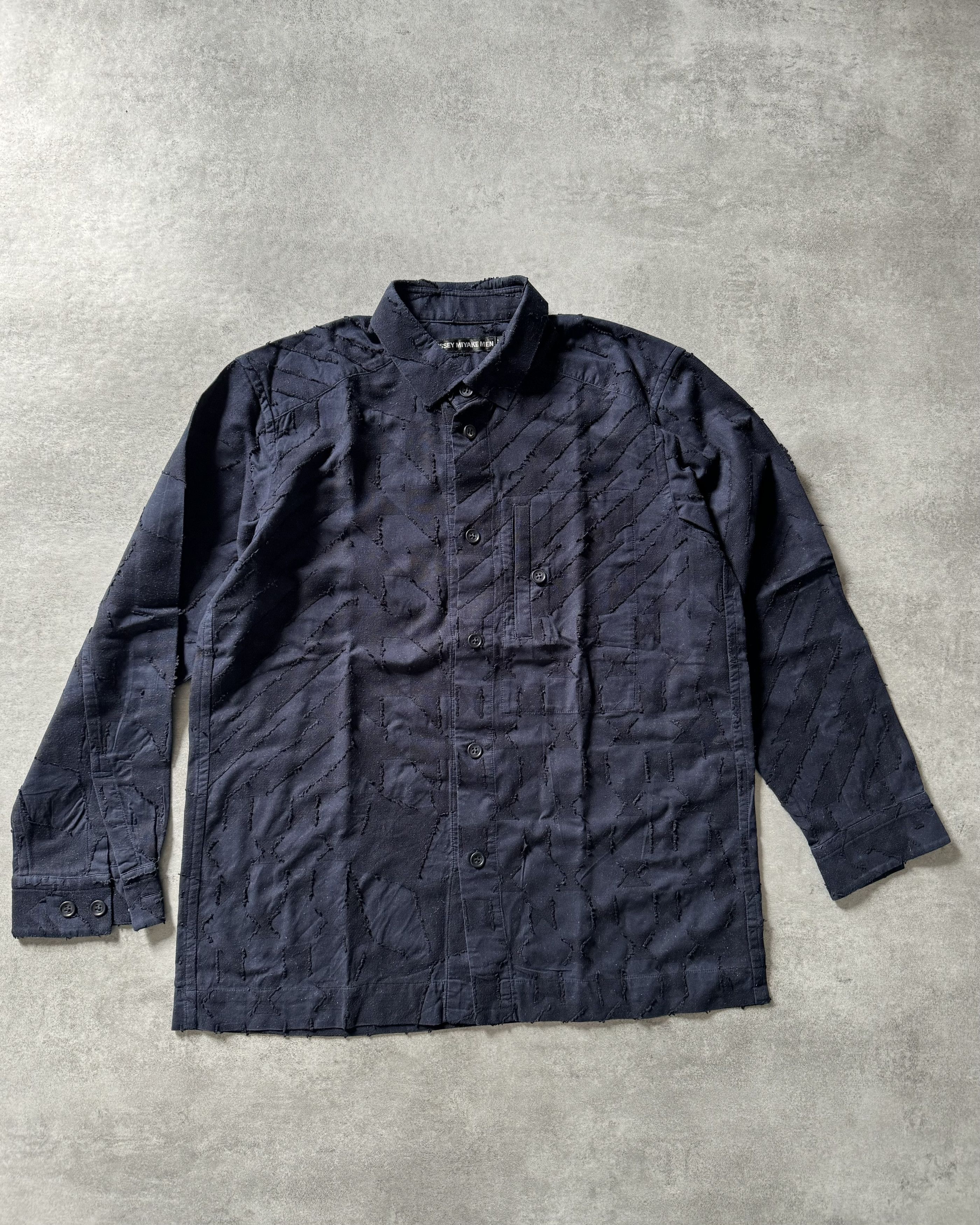 image of Archival Clothing x Issey Miyake Blue Deconstructed Geo Shirt, Men's (Size Medium)