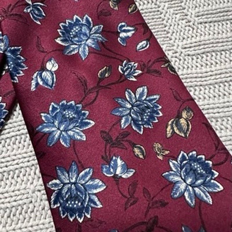 Other Vintage Peters & Ashley burgundy and blue floral silk tie Size ONE SIZE - 2 Thumbnail