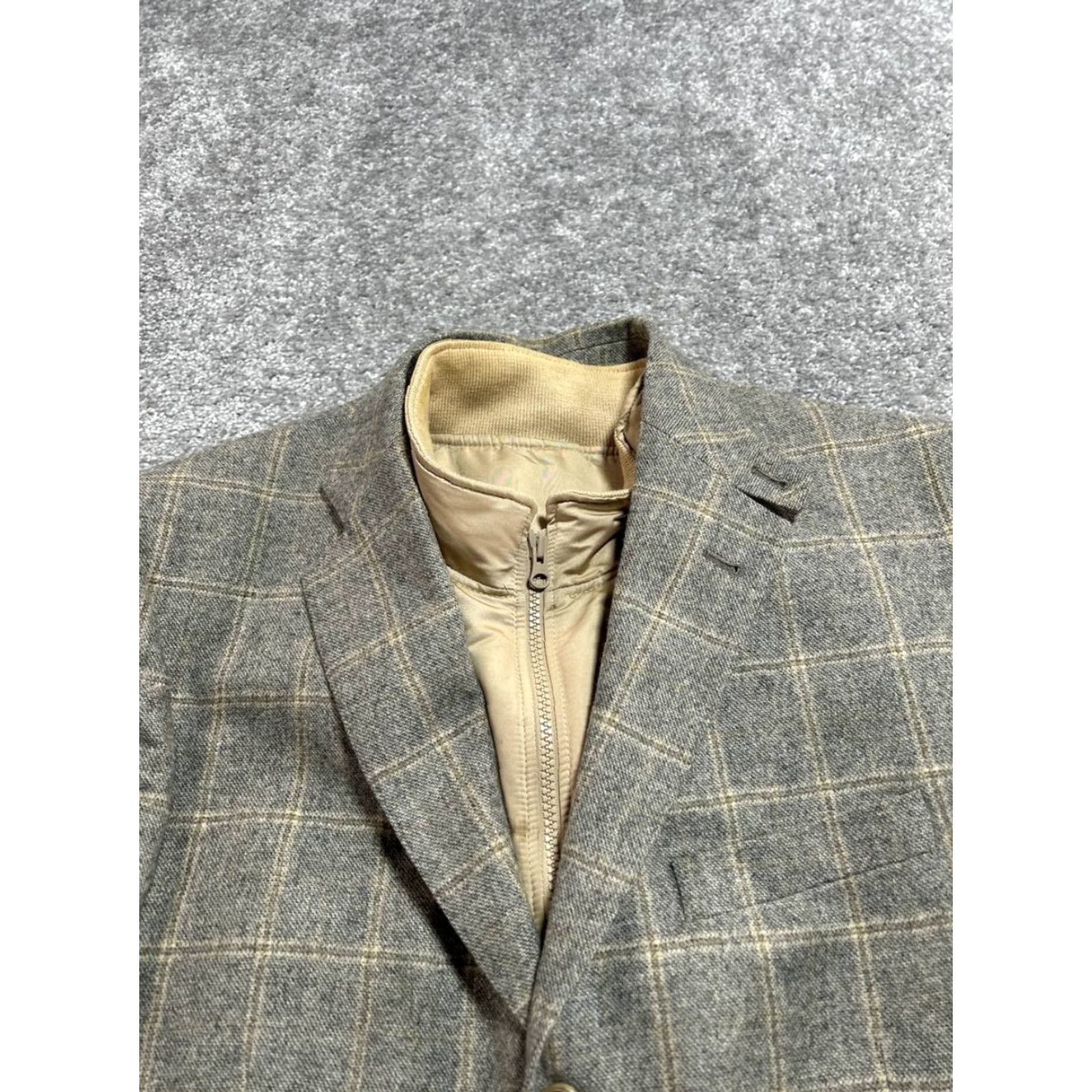 Brooks Brothers Brooks Brothers Blazer Mens 42 Gray Plaid Wool Cashmere Jacket Single-Breasted Notch 3-Button City Classic Mens Size 42R - 3 Thumbnail