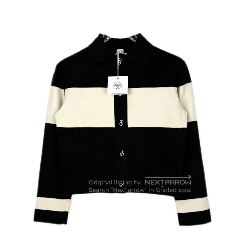 Hermes Hermes Black and white mulberry silk cashmere blend design Size XXS / US 00 / IT 34 - 1 Thumbnail