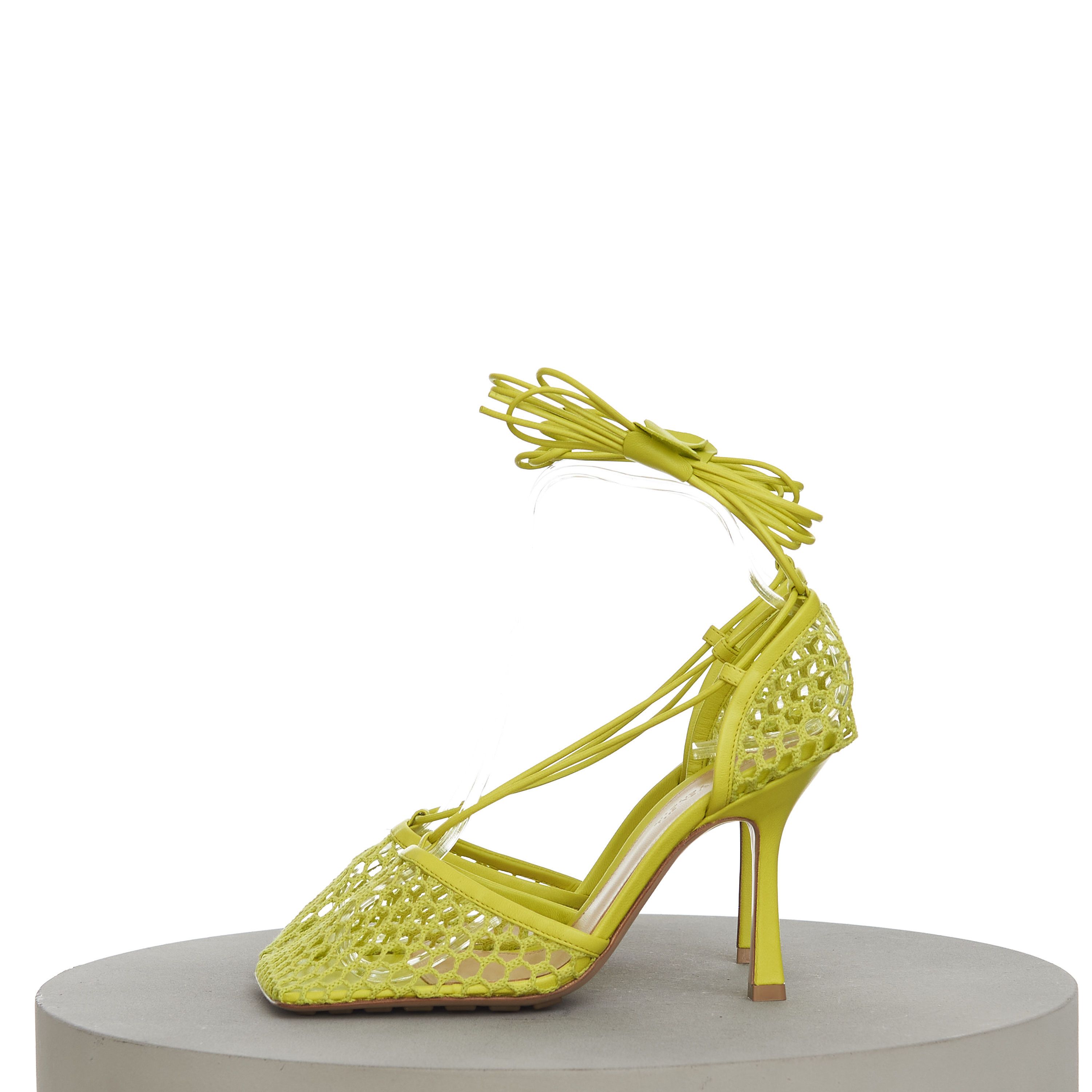 Bottega Veneta Stretch Sandals In Kiwi Green Mesh & Leather Size US 7 / IT 37 - 5 Thumbnail