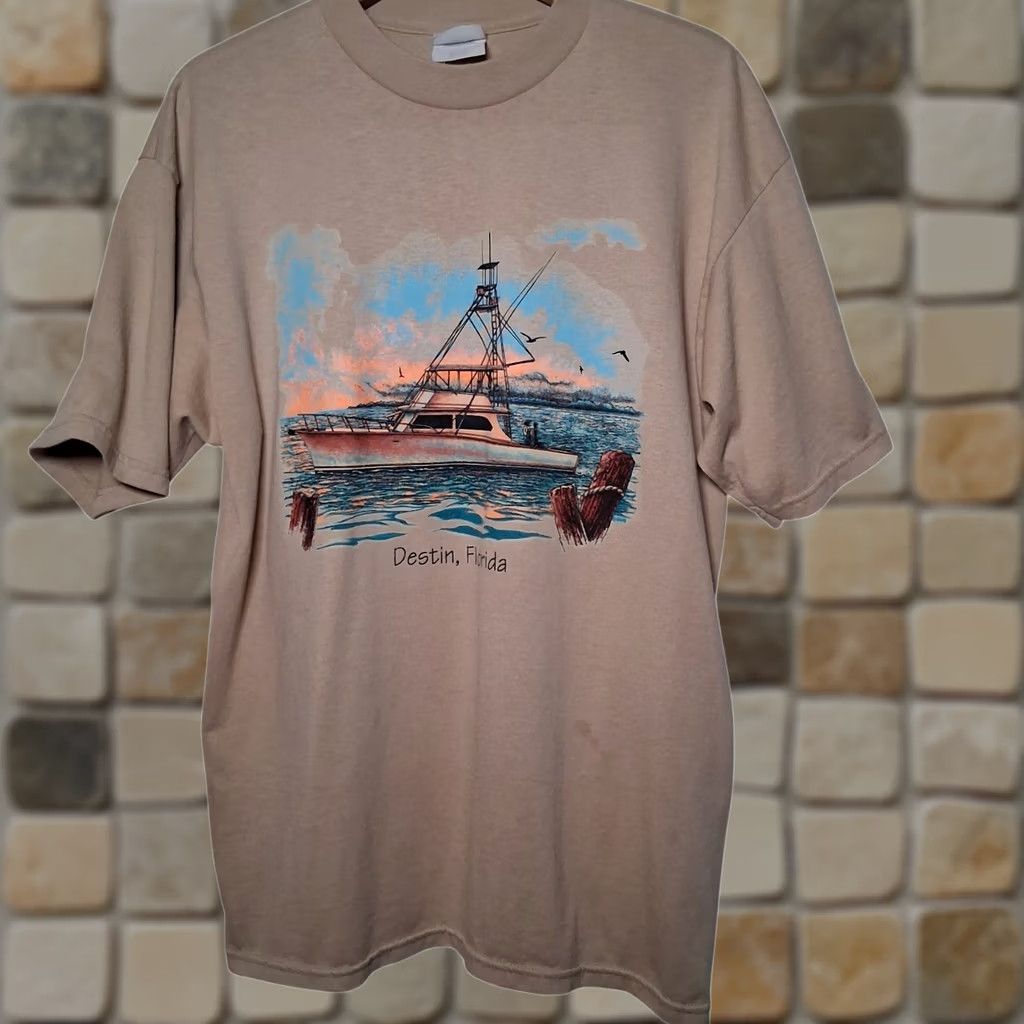 Vintage VINTAGE Destin Florida Shirt XL Fishing Boat Ocean Sunset Nautical Distressed Size US XL / EU 56 / 4 - 1 Thumbnail