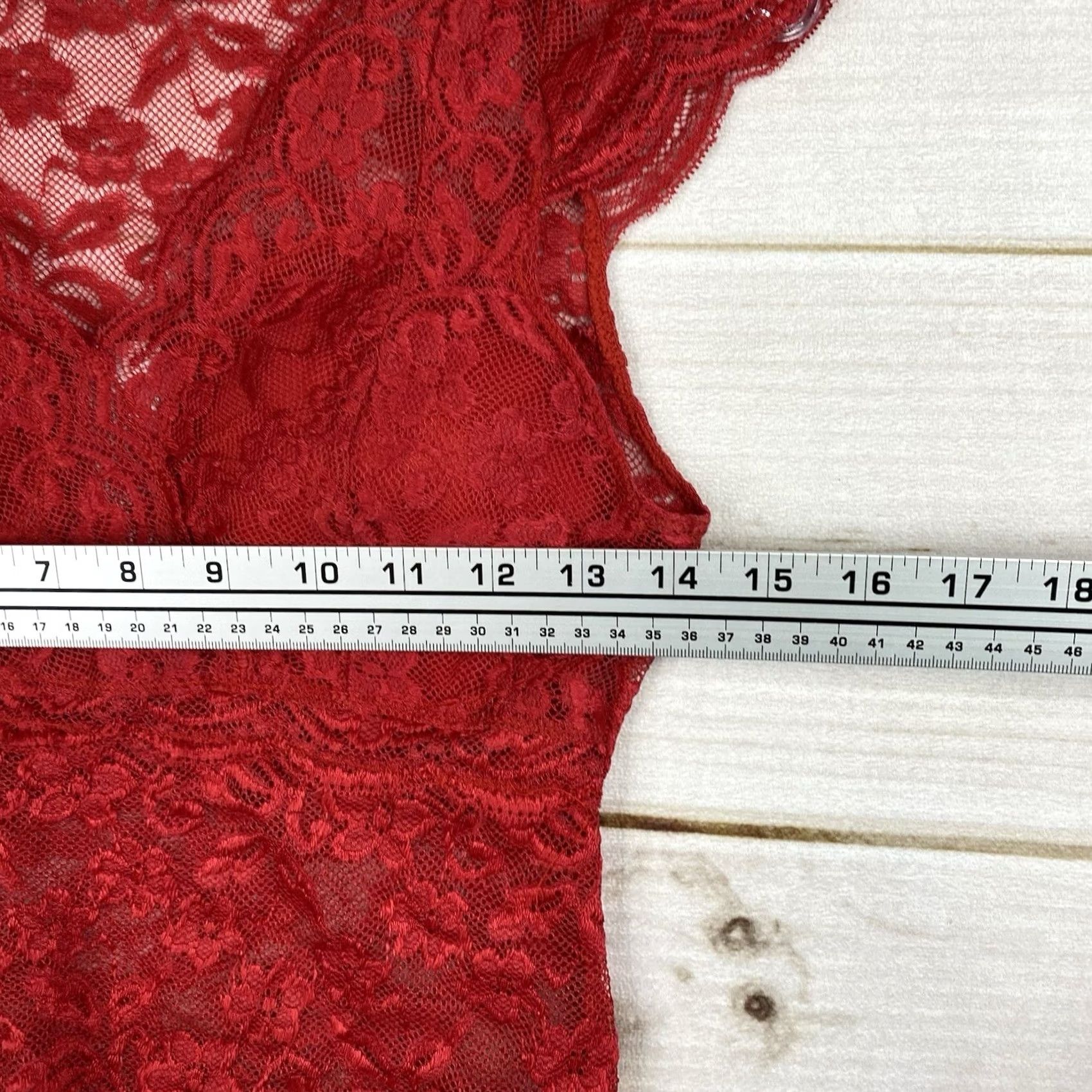 Vintage Kathy Top Womens LXL Red Lace V Neck Pullover Sexy Lingerie Club Size XL / US 12-14 / IT 48-50 - 4 Thumbnail