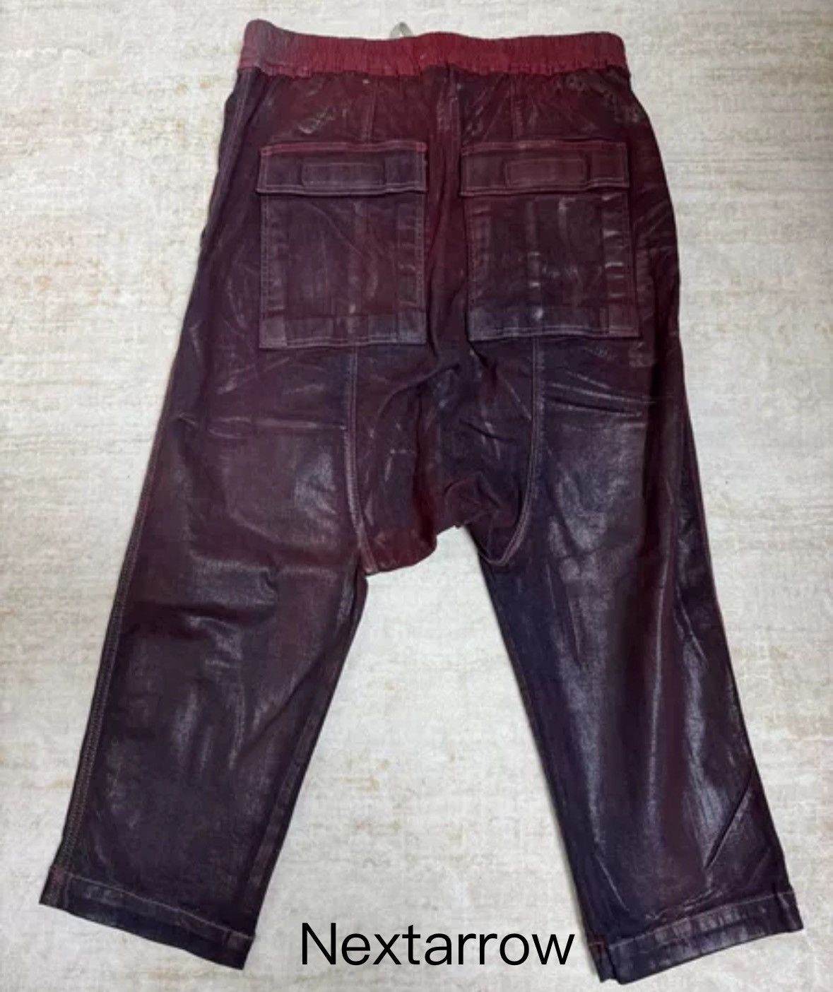 Rick Owens red adhesive cropped pants 2412-Nextarrow