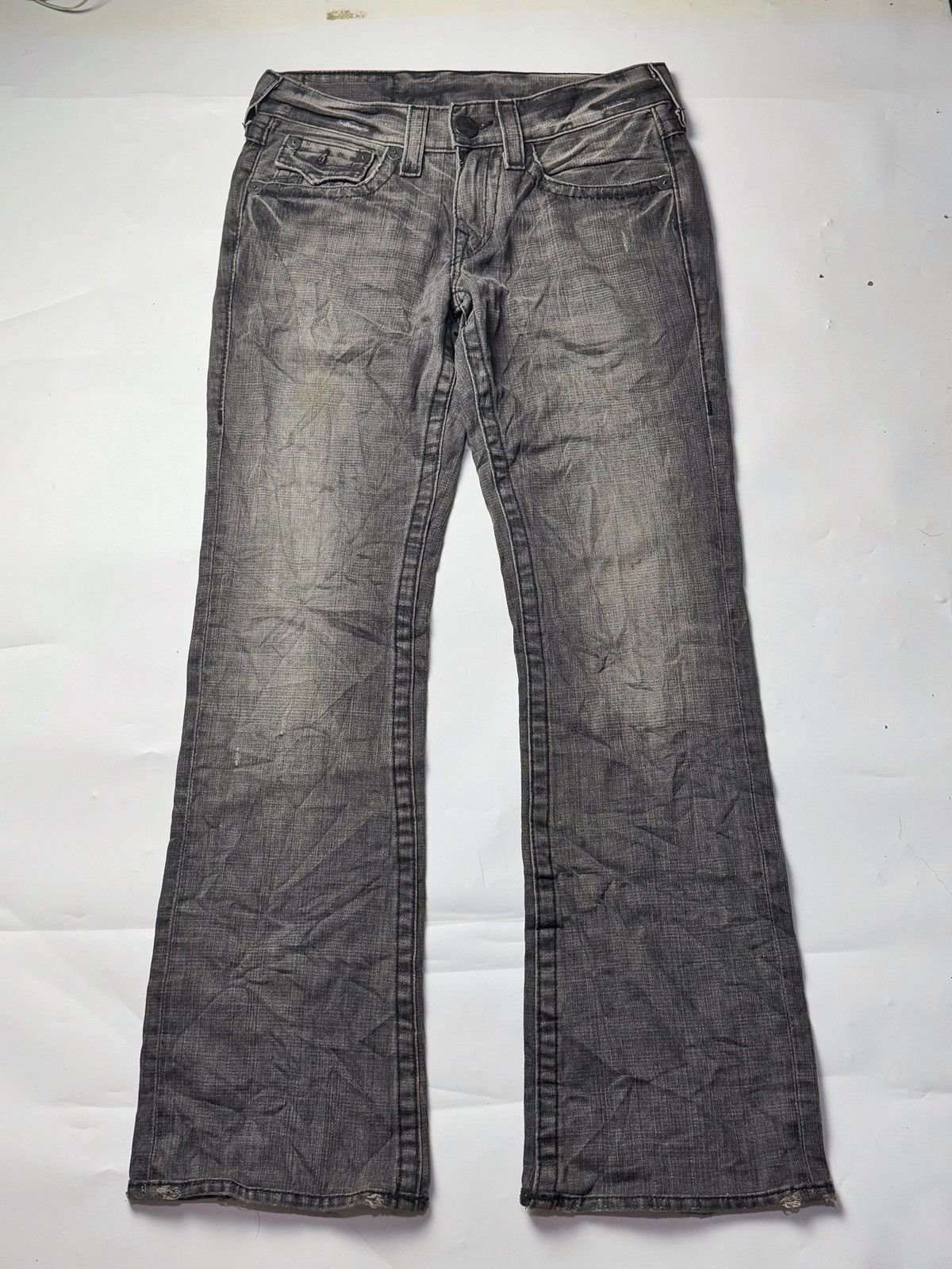 True Religion Flare True Religion Leather Logo Distressed Denim Size US 30 / EU 46 - 2 Thumbnail