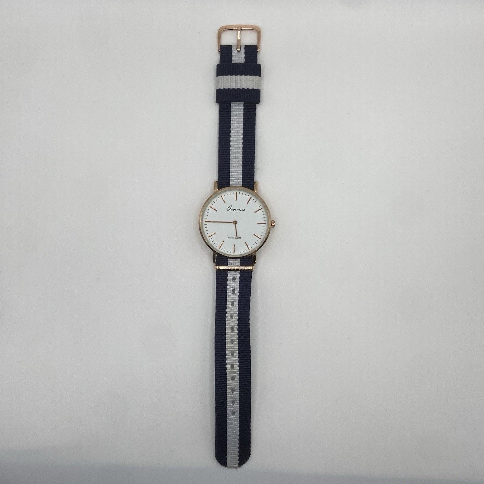 Geneva Womens Quartz Fashion Watch Striped Nylon Strap Untested Size ONE SIZE - 2 Thumbnail