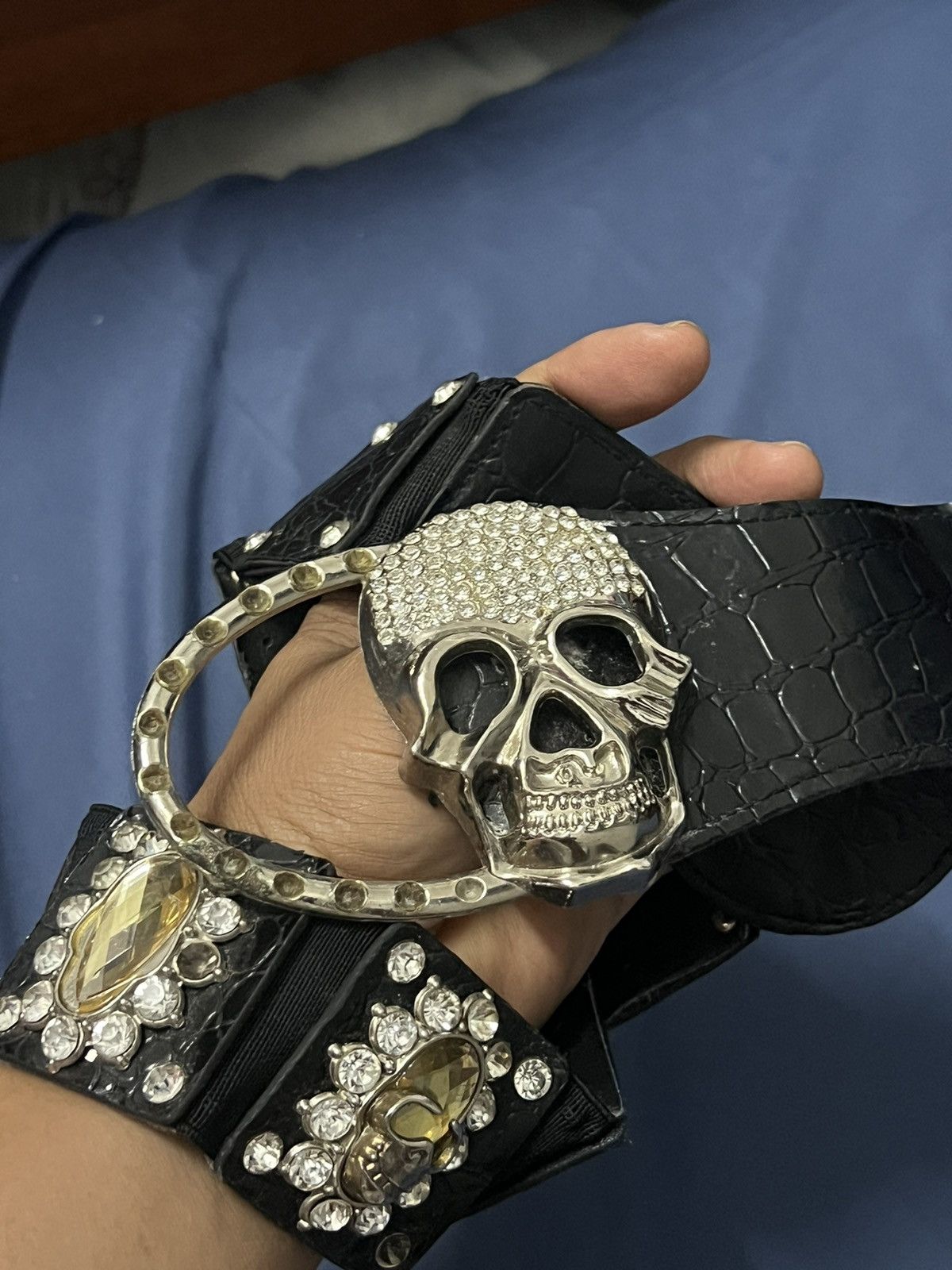 Other Skull bunkle elastic belt rhinestone punk rock Size ONE SIZE - 9 Thumbnail