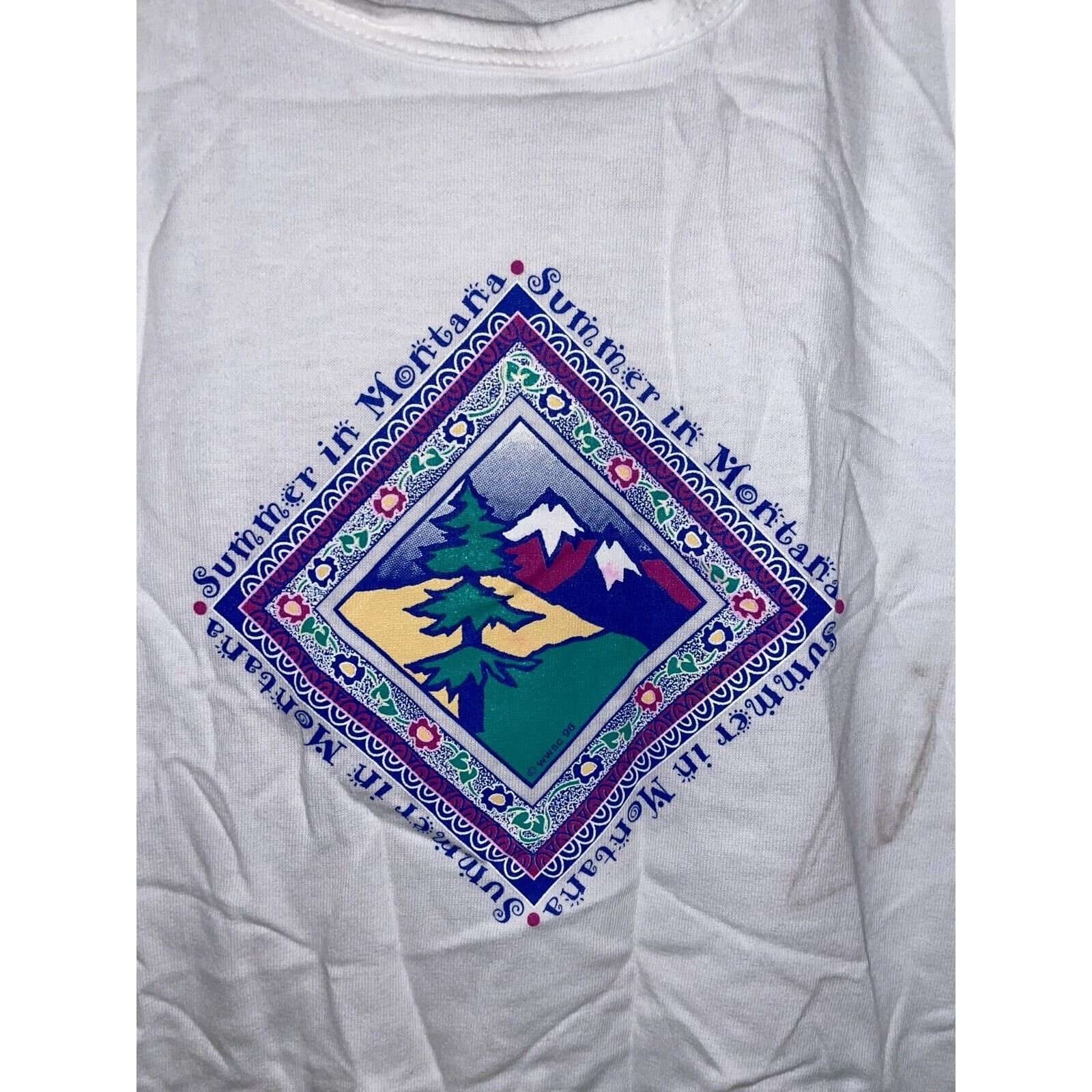 Vintage Womens Vintage Summer White Shirt Montana Tee Top 90s Large Size L / US 10 / IT 46 - 2 Thumbnail