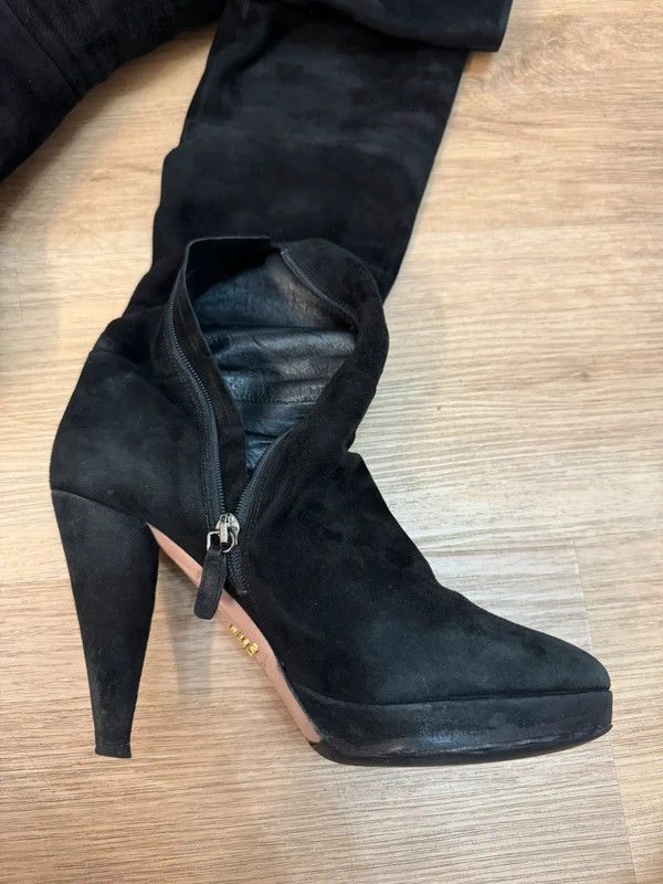 Prada Prada Milano Suede High Boots Heels Black size 38,5 Size US 7.5 / IT 37.5 - 10 Thumbnail